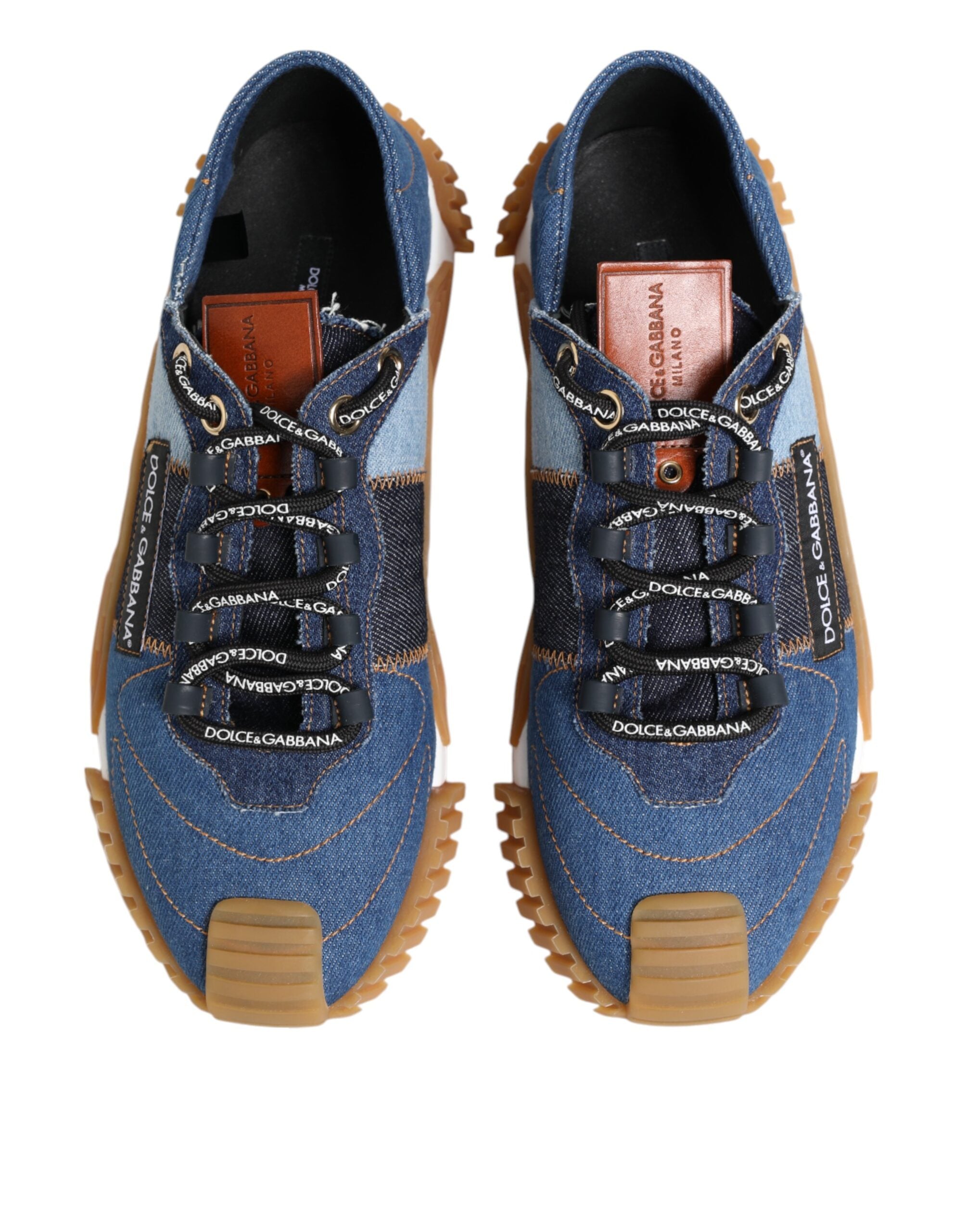Dolce & Gabbana Blau Lace Up Low Top NS1 Turnschuhe Schuhe