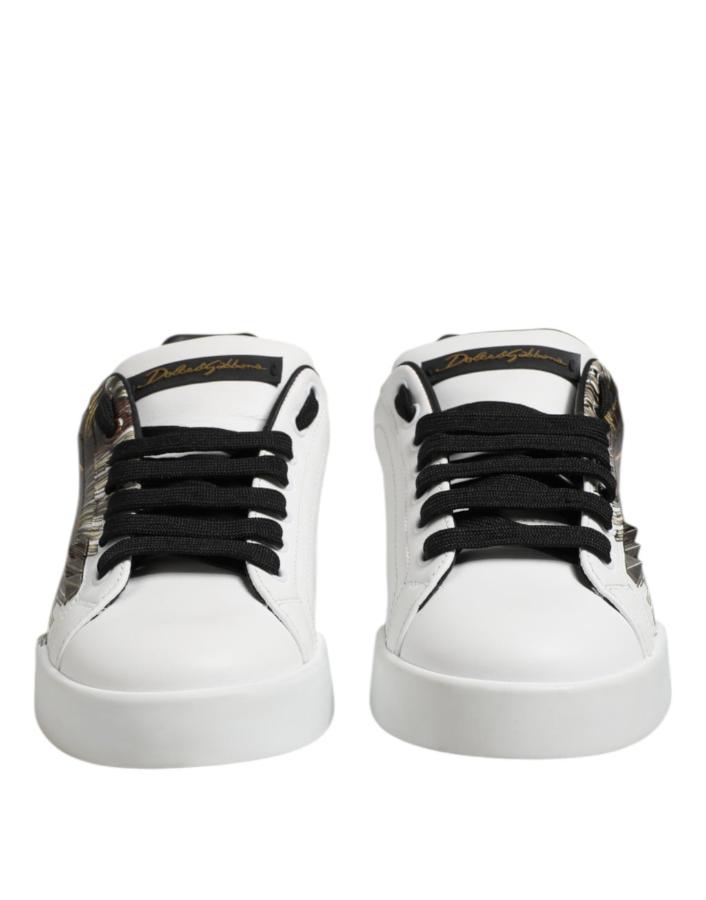 Dolce & Gabbana Weiß Leder Portofino Lace Up Turnschuhe