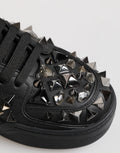 Dolce & Gabbana Schwarze Leder-Sneaker mit Nieten und niedrigem Schaft