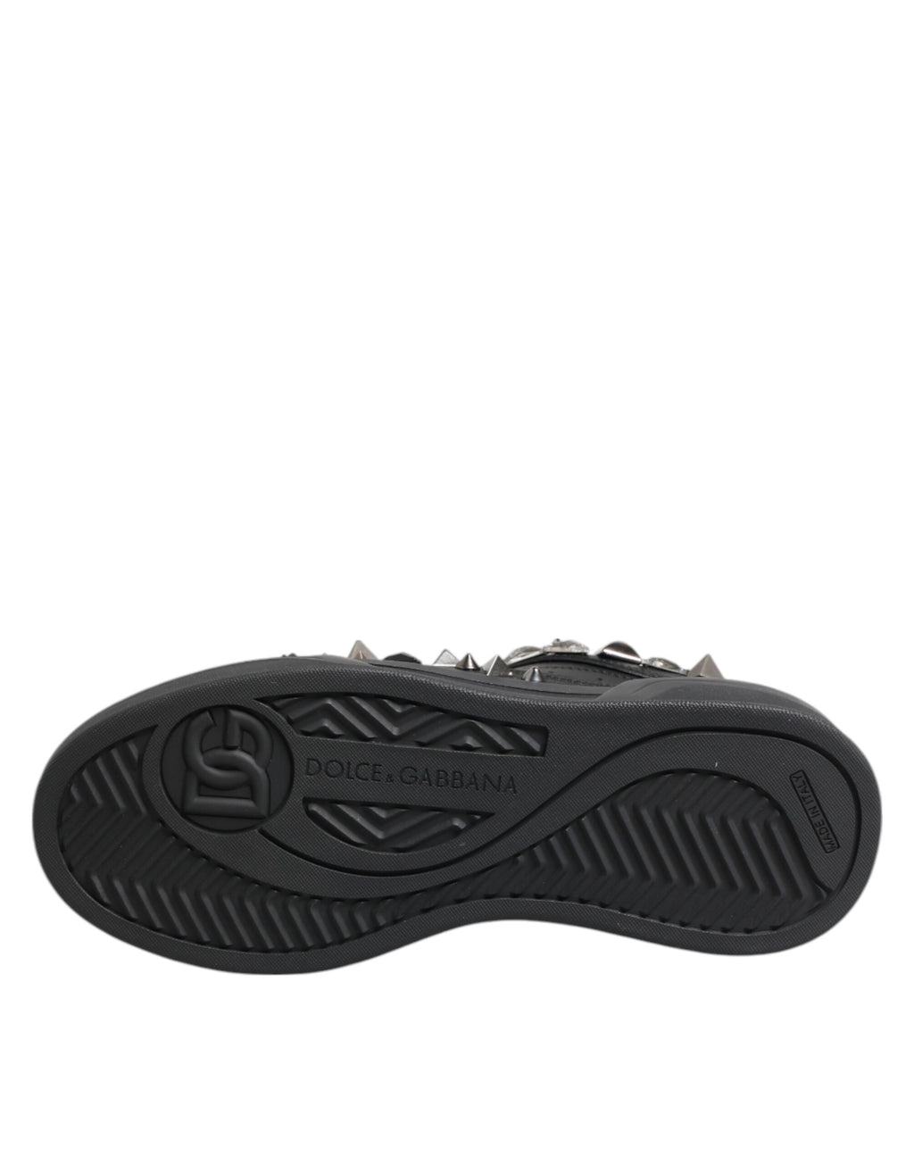 Dolce & Gabbana Schwarze Leder Nieten Low Top Sneakers Schuhe