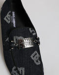 Dolce & Gabbana Blaue Logo-Baumwoll-Loafer Formelle Anzugschuhe