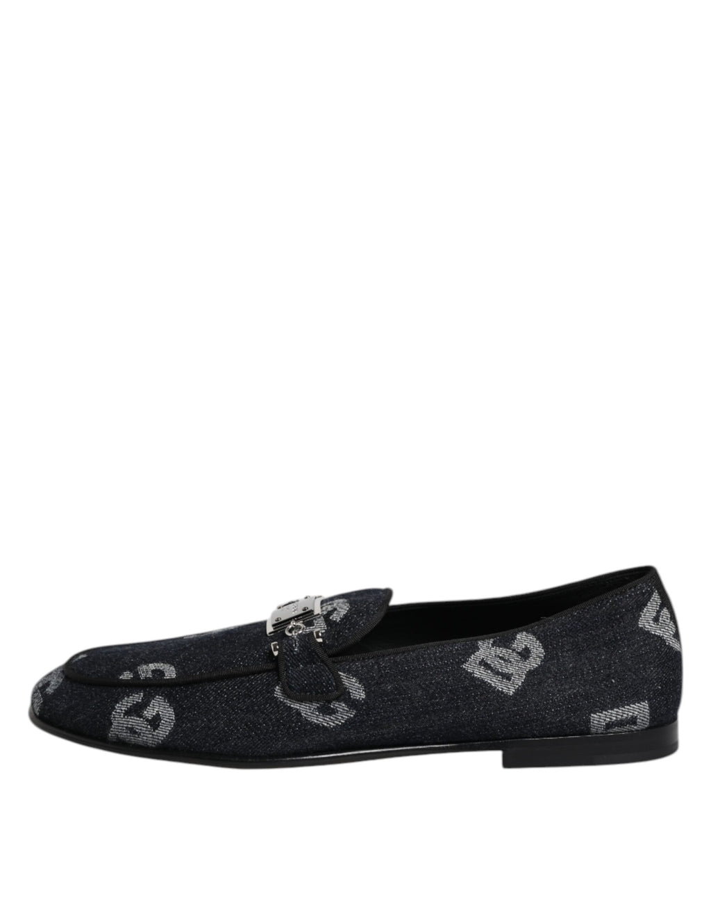 Dolce & Gabbana Blaue Logo-Baumwoll-Loafer Formelle Anzugschuhe