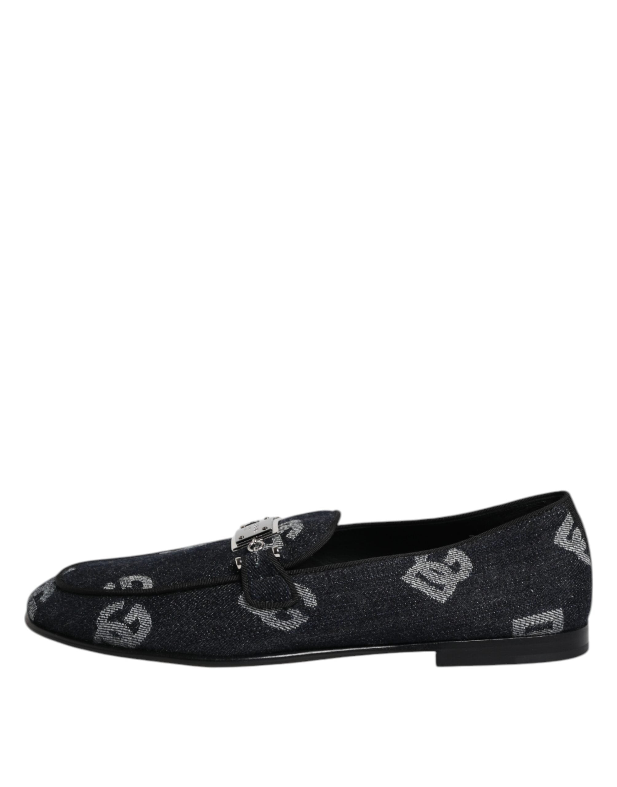 Dolce & Gabbana Blaue Logo-Baumwoll-Loafer Formelle Anzugschuhe