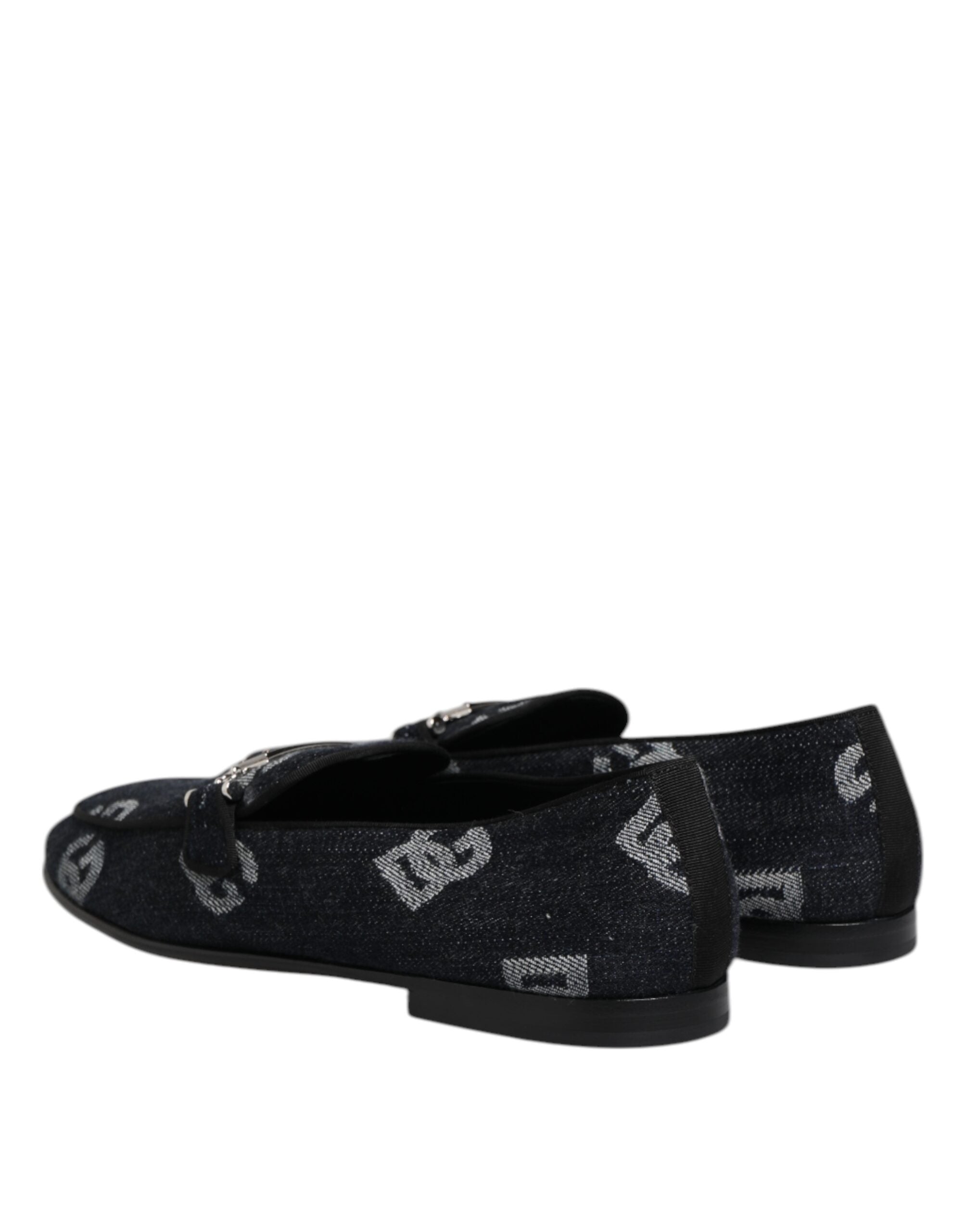 Dolce & Gabbana Blaue Logo-Baumwoll-Loafer Formelle Anzugschuhe
