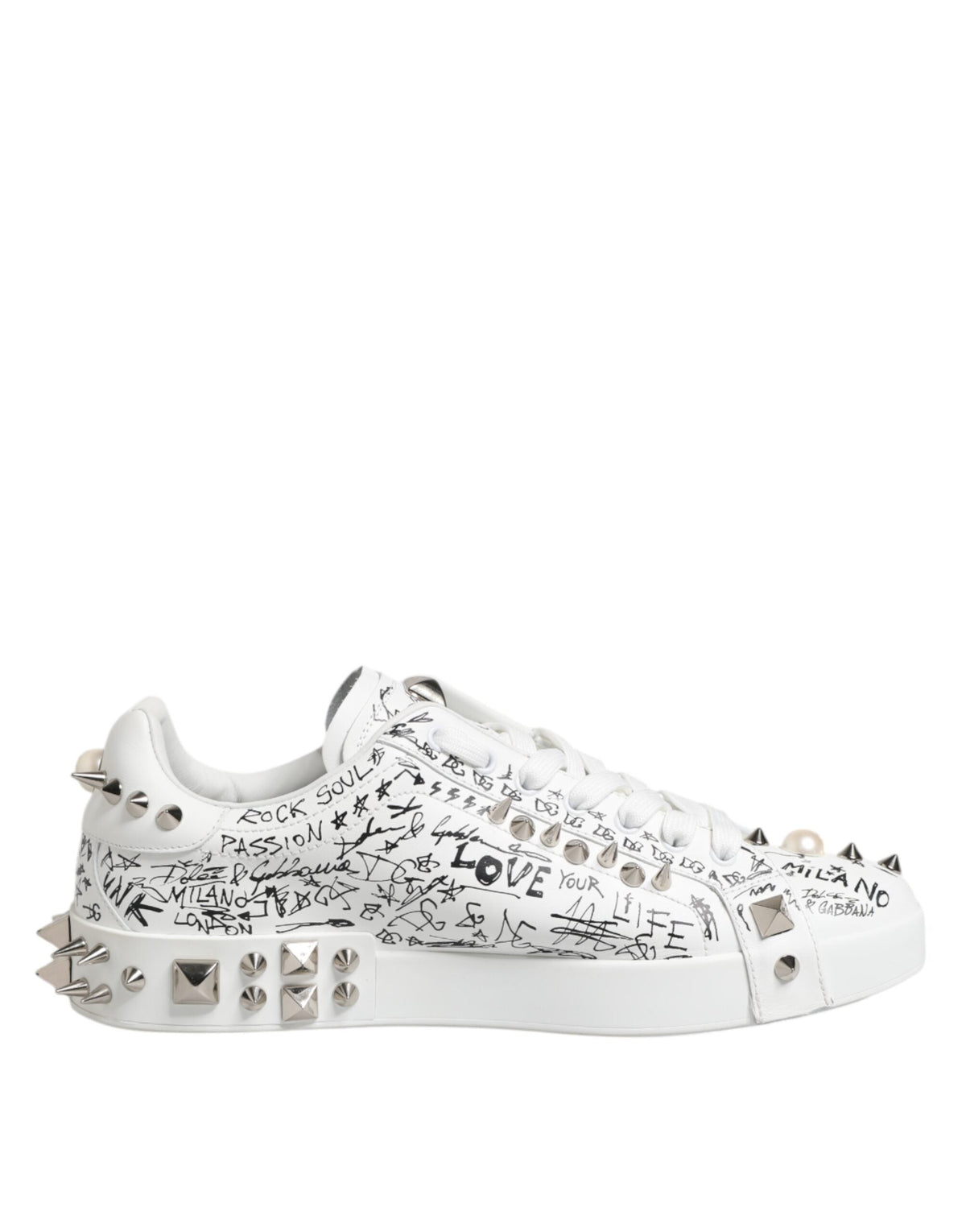 Dolce & Gabbana Weiß Portofino Nieten Männer Turnschuhe Schuhe