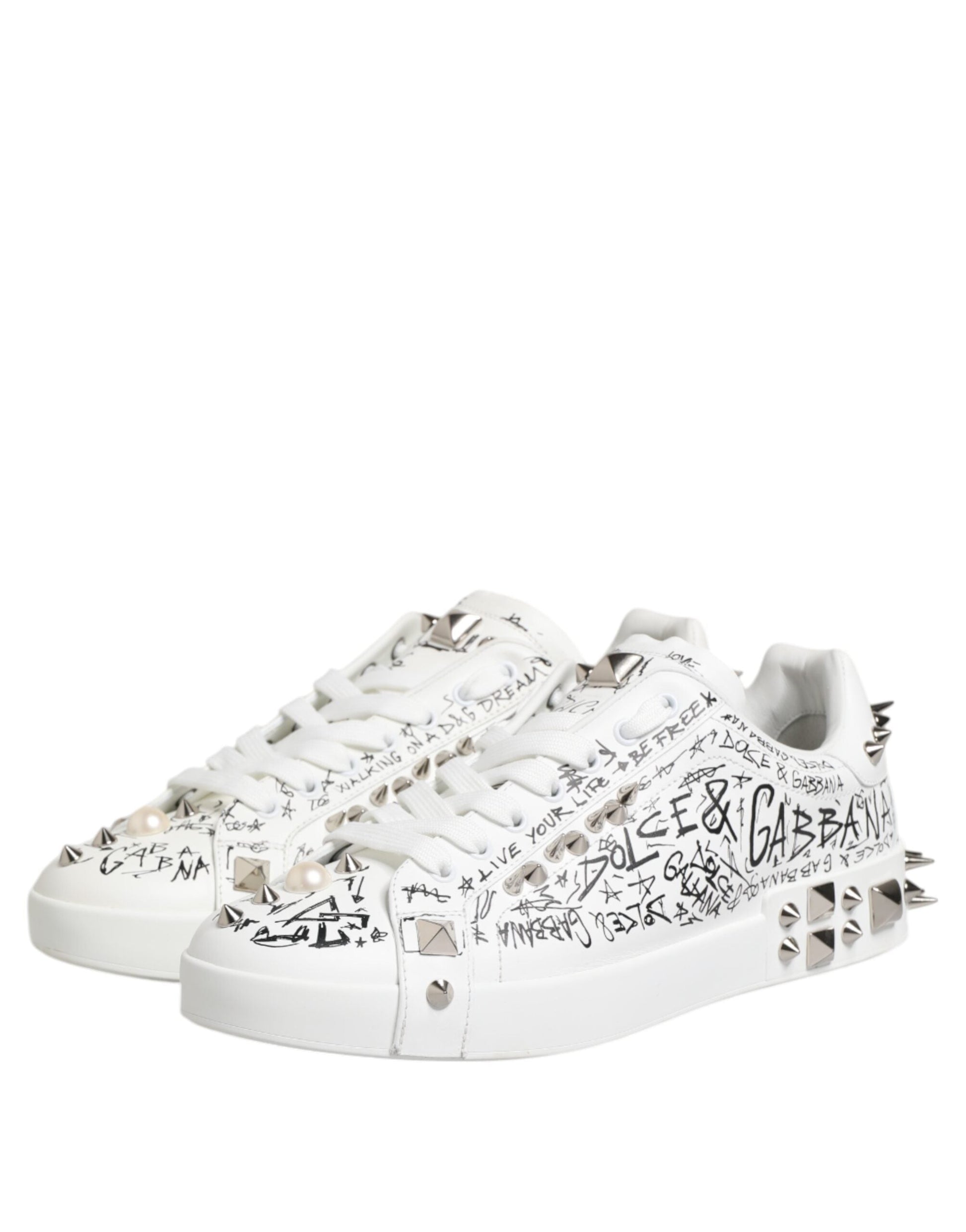 Dolce & Gabbana Weiß Portofino Nieten Männer Turnschuhe Schuhe