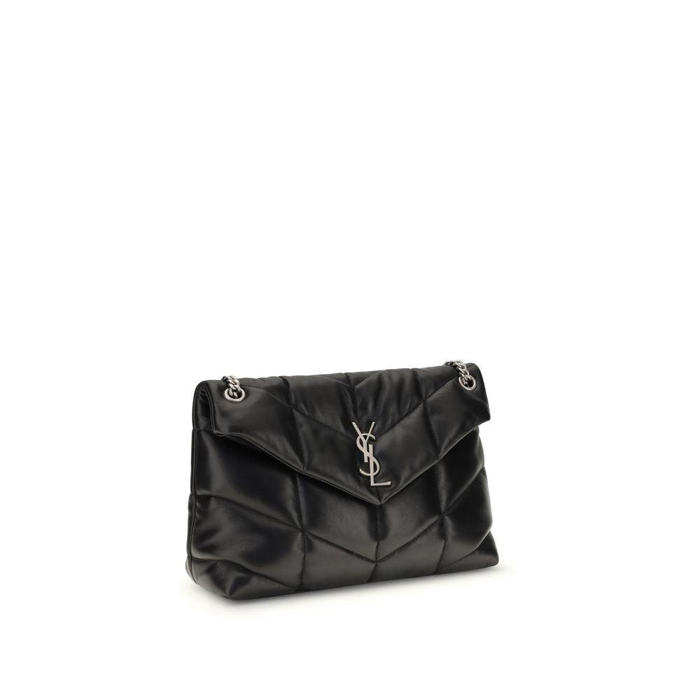 Saint Laurent Schwarze Schultertasche aus Lammleder Ovis Aries Aries