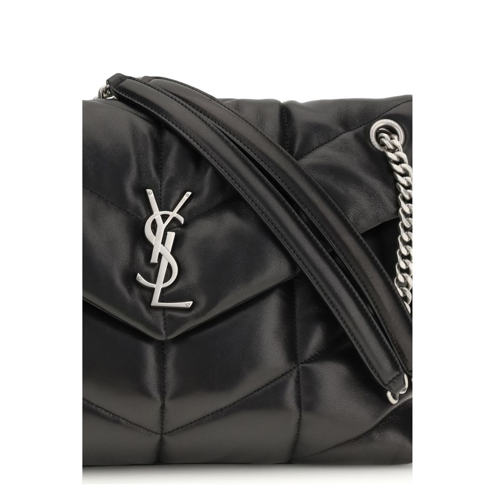 Saint Laurent Schwarze Schultertasche aus Lammleder Ovis Aries Aries