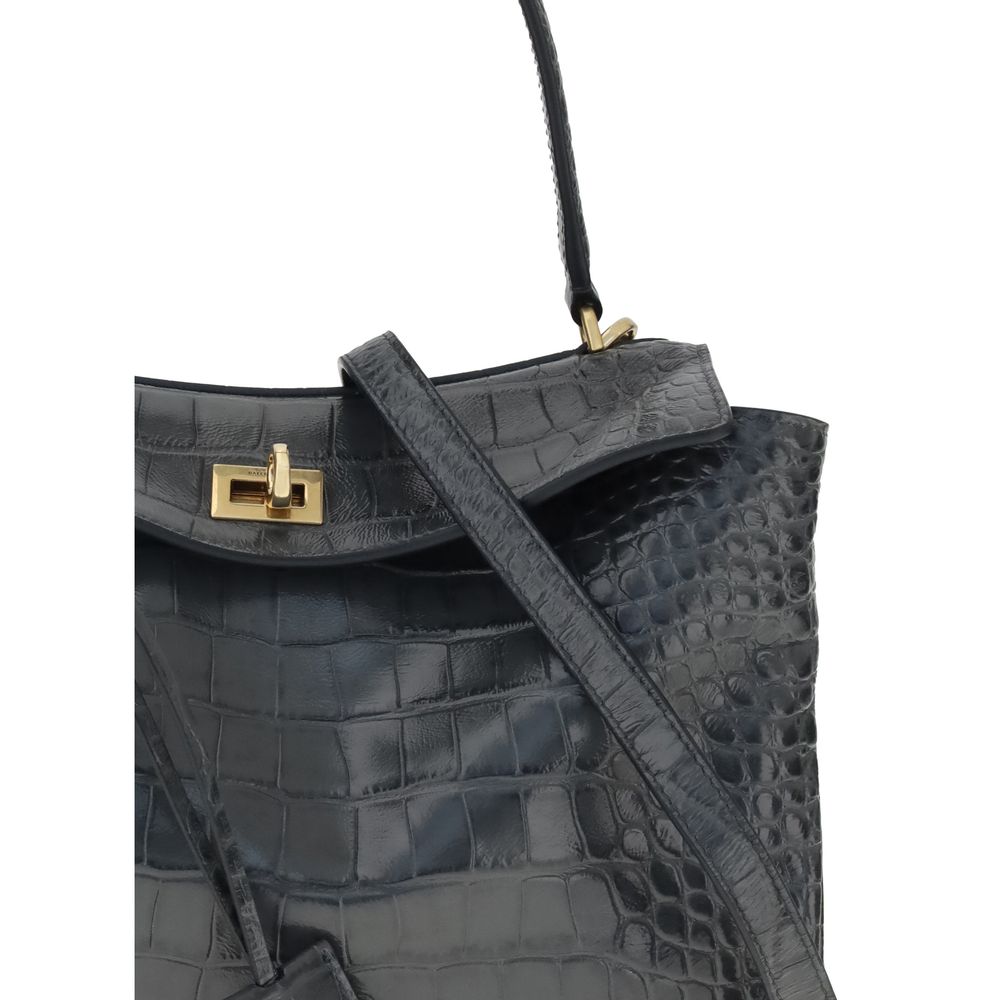 Balenciaga Rodeo Umhängetasche aus Leder mit Krokodilprägung