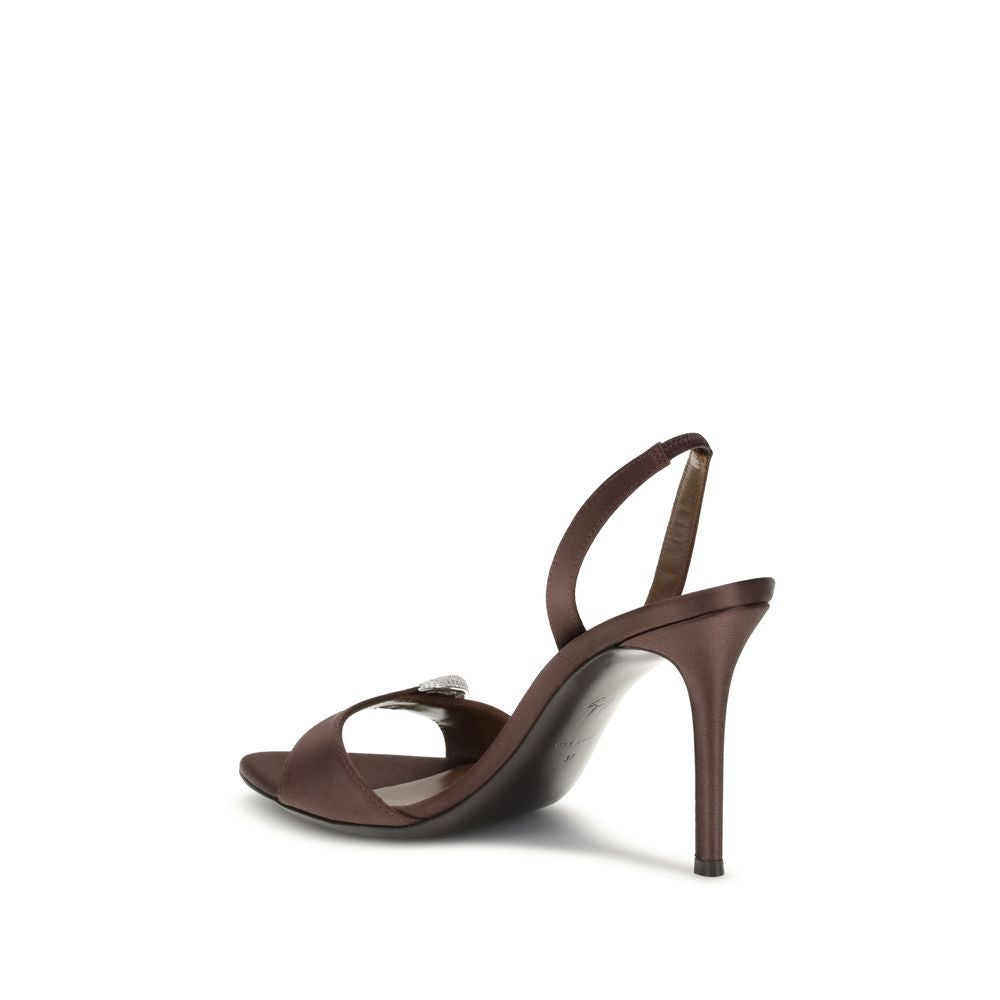 Giuseppe Zanotti Braune Seiden-Stilettosandalen