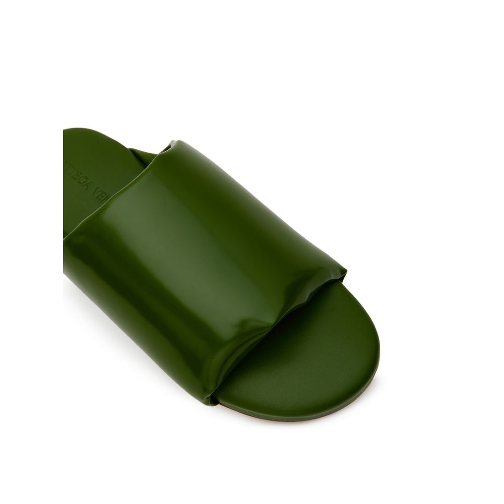 Bottega Veneta Grüner Lederpantoffel