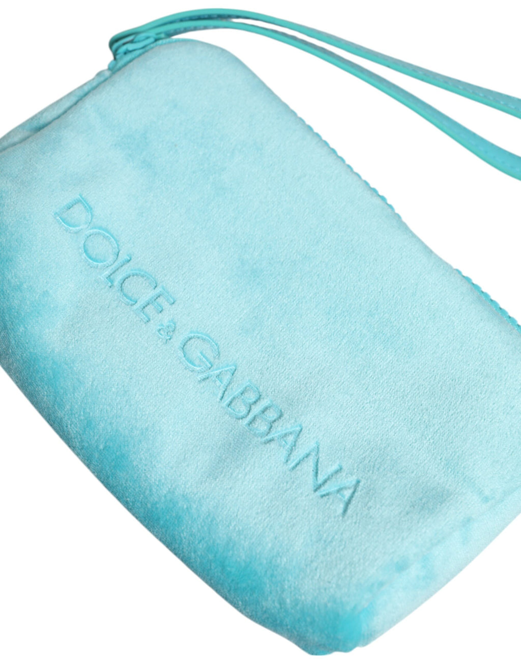 Dolce & Gabbana Hellblaue solide Logo-Kupplung-Sonnenbrillenhalter-Tasche