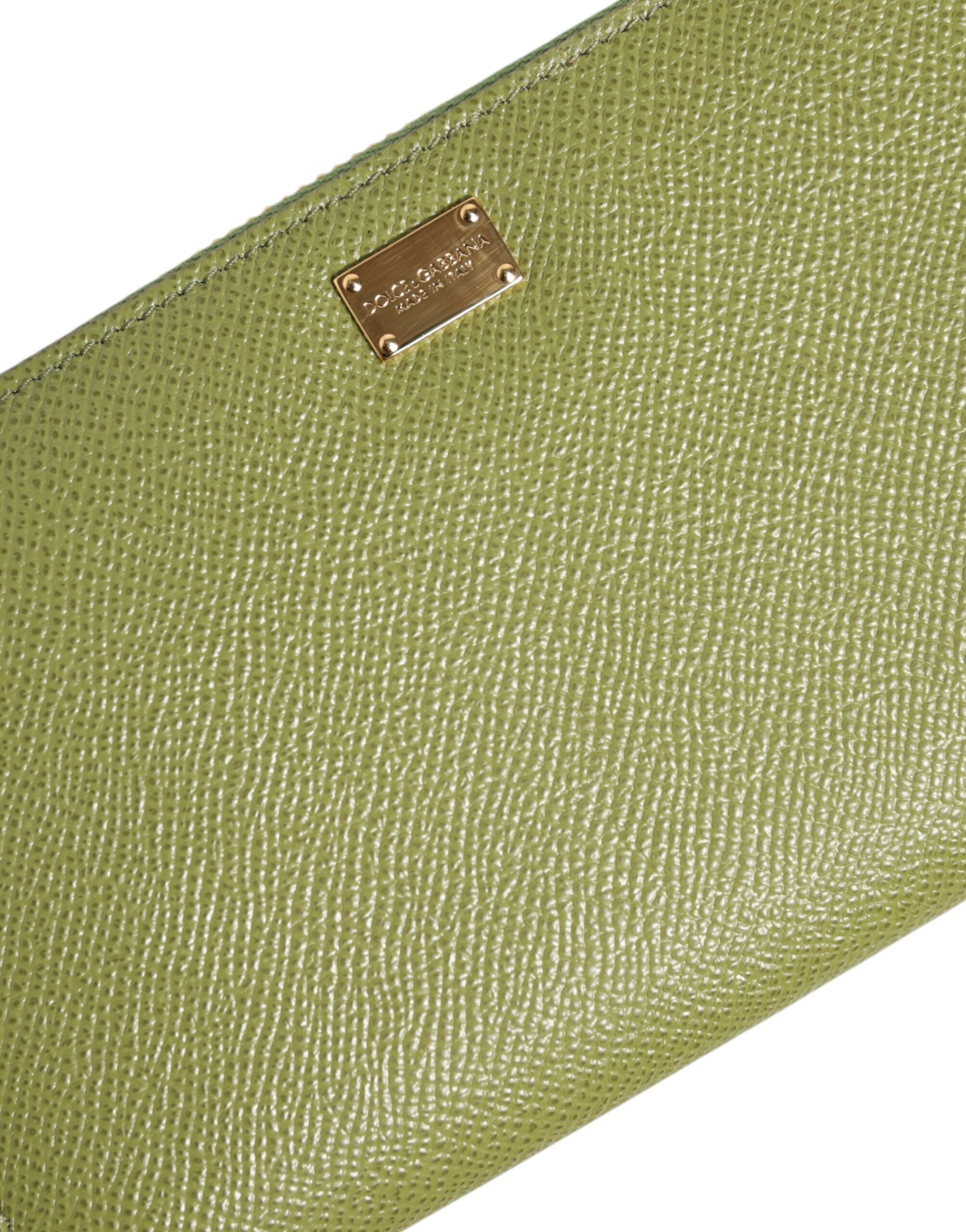 Dolce & Gabbana Grünes Leder Logo Plaque Zip um Continenta Brieftasche