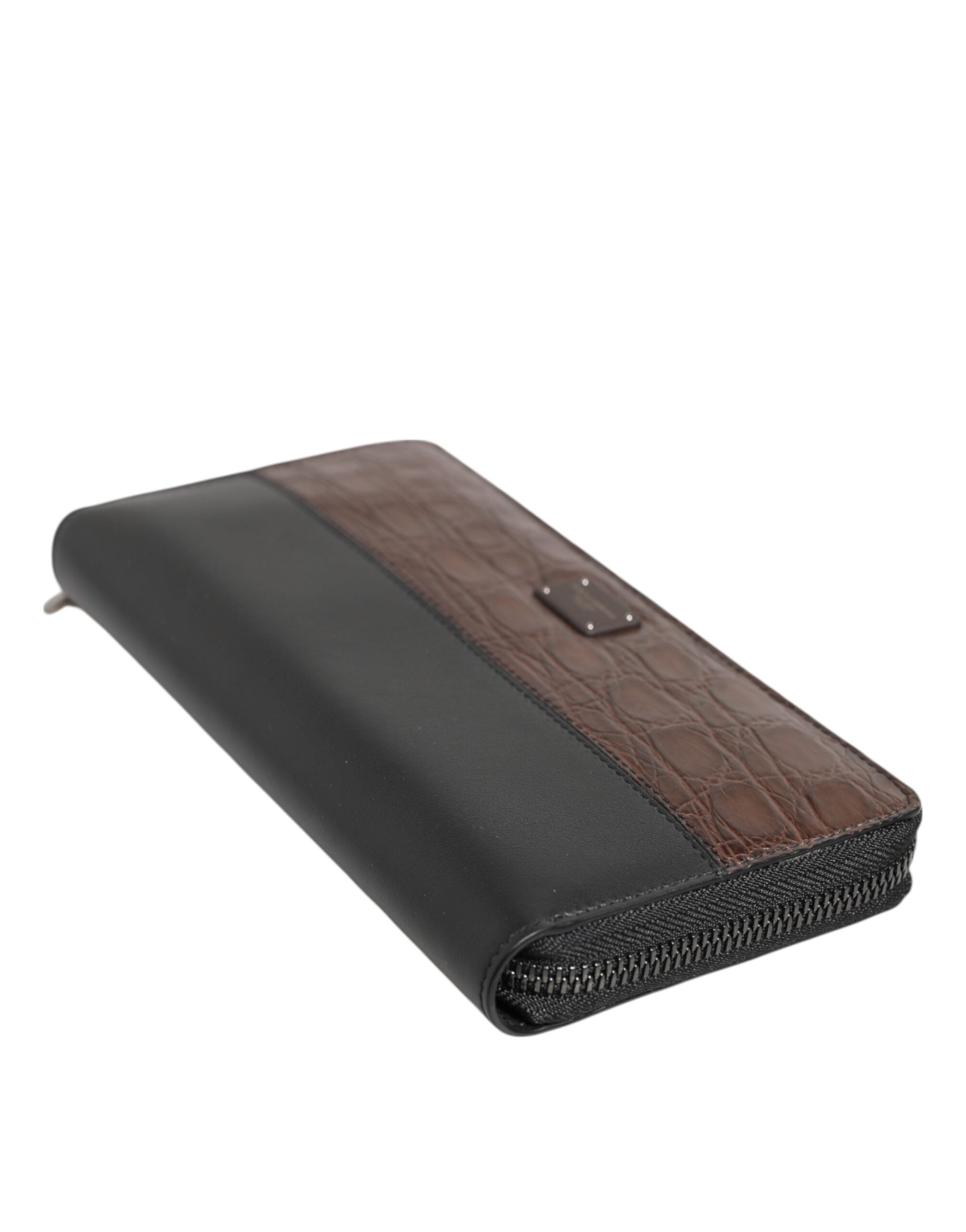 Dolce & Gabbana Schwarz Braun Exotisches Leder Herren Kontinental Clutch Wallet