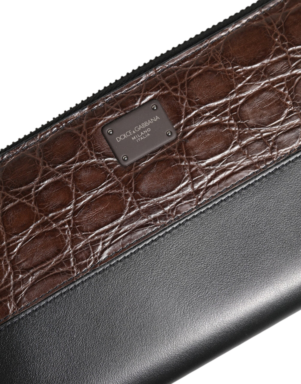 Dolce & Gabbana Schwarz Braun Exotisches Leder Herren Kontinental Clutch Wallet