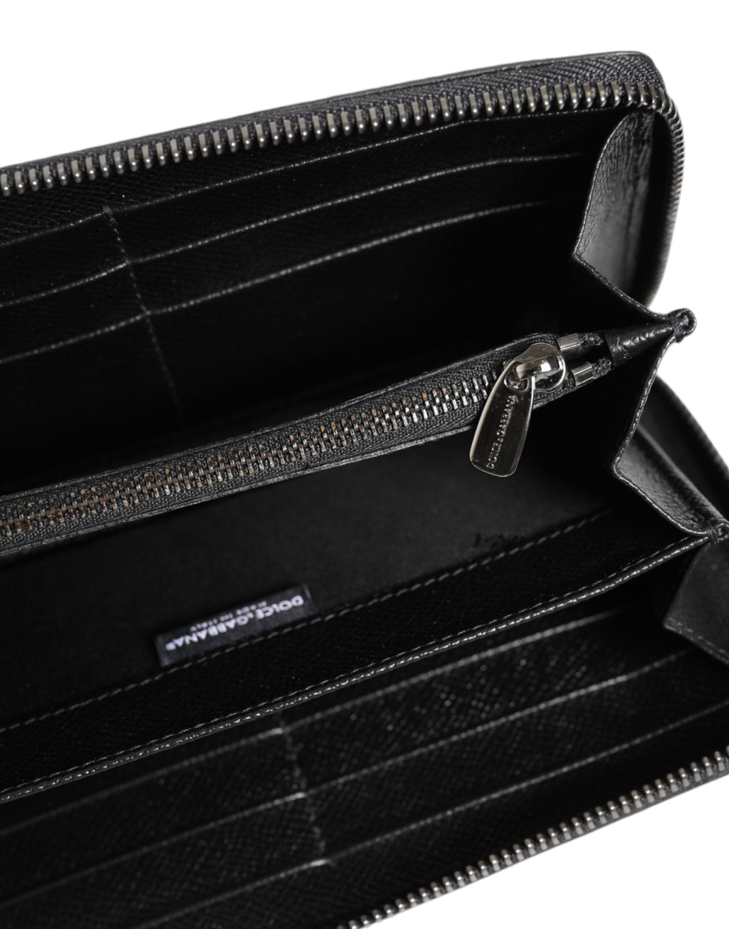 Dolce & Gabbana Schwarzer grauer Leopard Leder Zip Around Continental Geldbörse