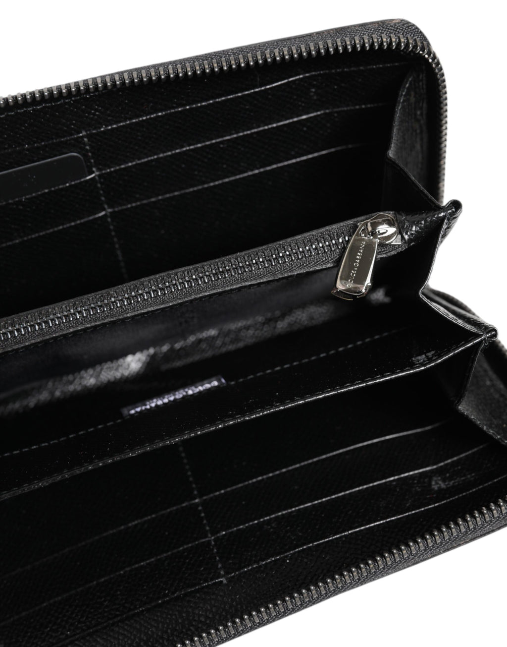 Dolce & Gabbana Schwarzer grauer Leopard Leder Zip Around Continental Geldbörse