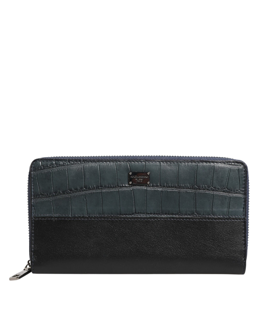 Dolce & Gabbana Schwarz Blau Exotisches Leder Männer Kontinentale Clutch Brieftasche