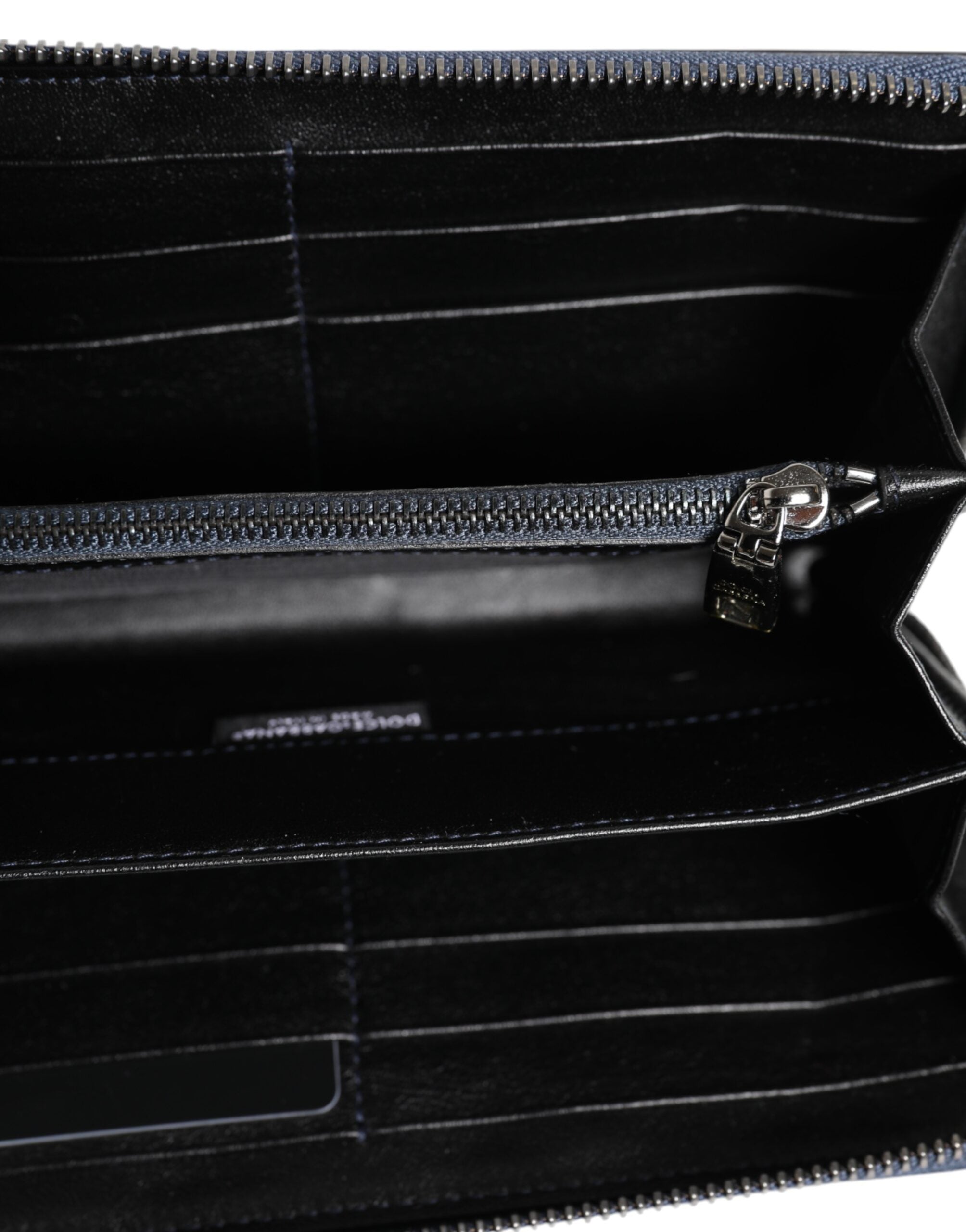 Dolce & Gabbana Schwarz Blau Exotisches Leder Männer Kontinentale Clutch Brieftasche