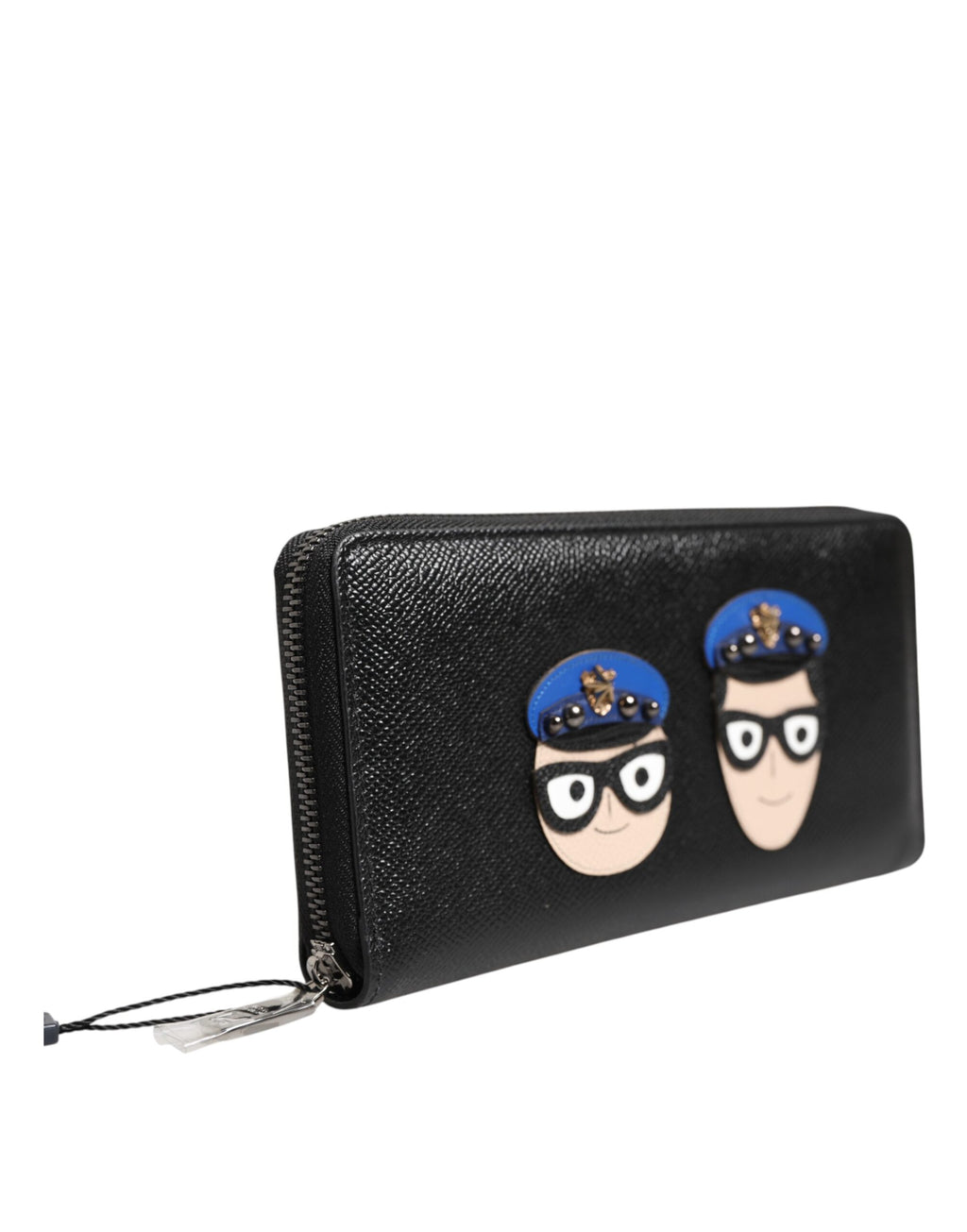 Dolce & Gabbana Schwarzes Leder #DGFAMILY Zipper Continental Herren Geldbörse