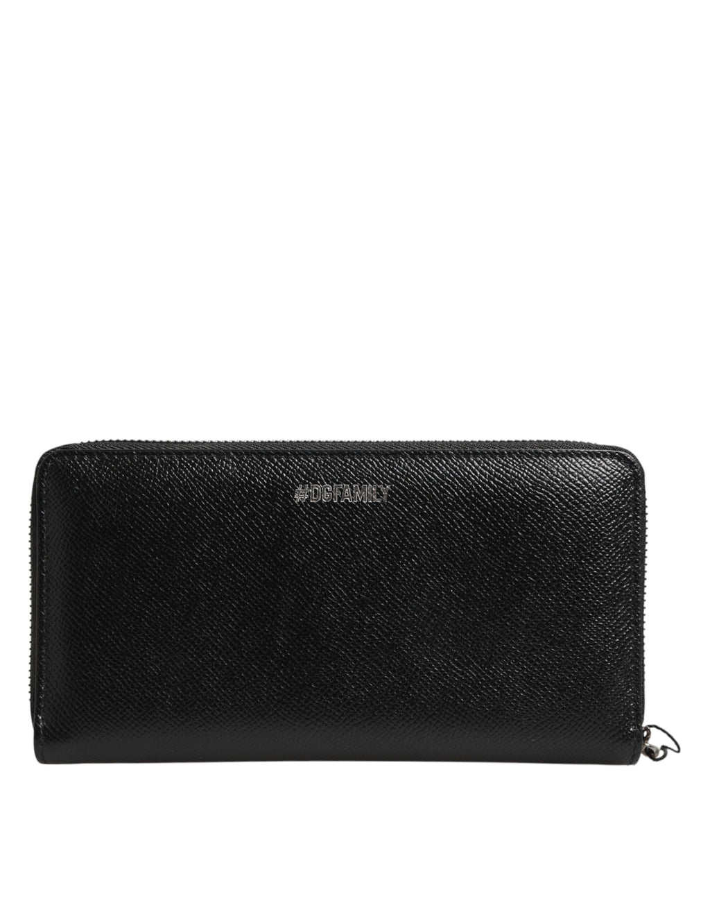 Dolce & Gabbana Schwarzes Leder #DGFAMILY Zipper Continental Herren Geldbörse
