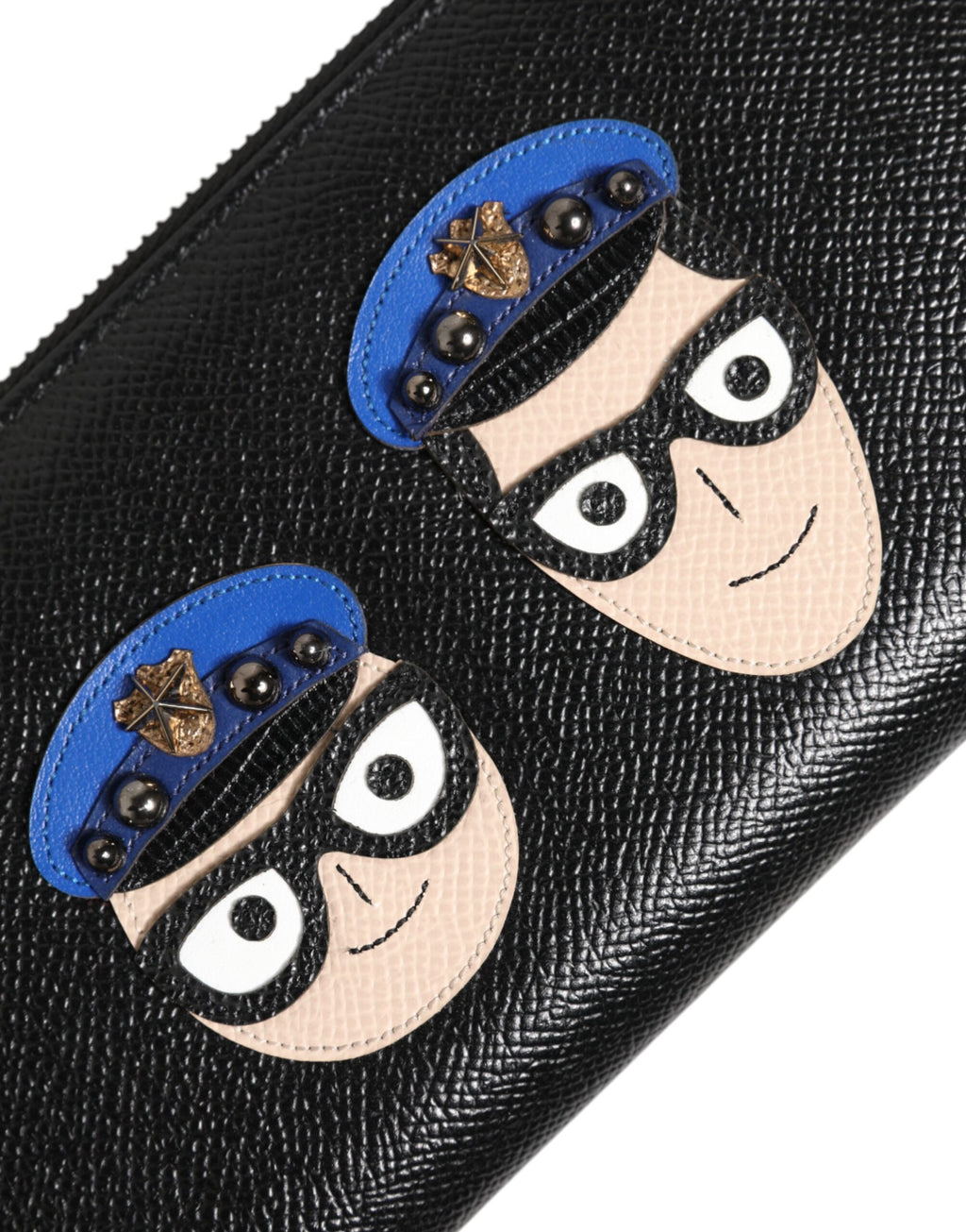 Dolce & Gabbana Schwarzes Leder #DGFAMILY Zipper Continental Herren Geldbörse