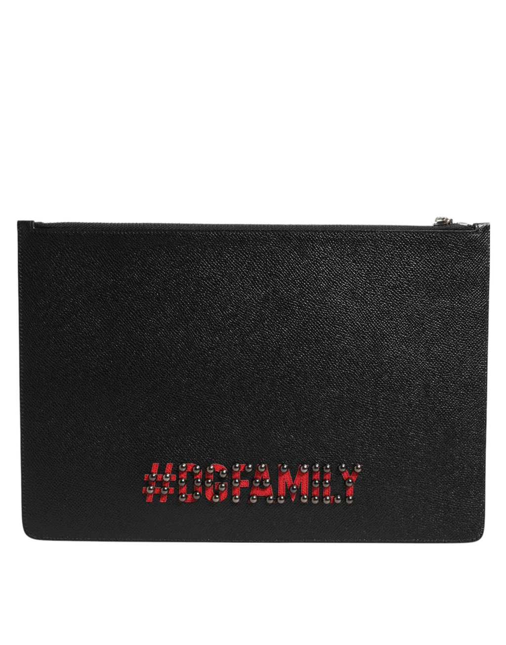 Dolce & Gabbana Schwarzes Leder #DGFAMILY Verschönerte Herren Clutch Pouch Tasche