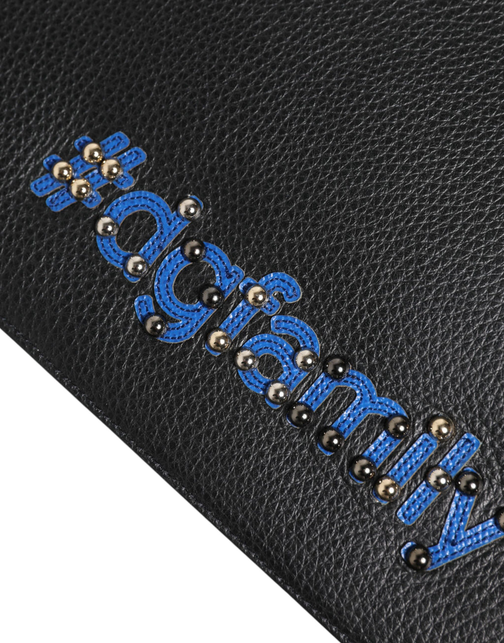 Dolce & Gabbana Schwarzes Leder #DGFAMILY Verschönerte Herren Clutch Pouch Tasche