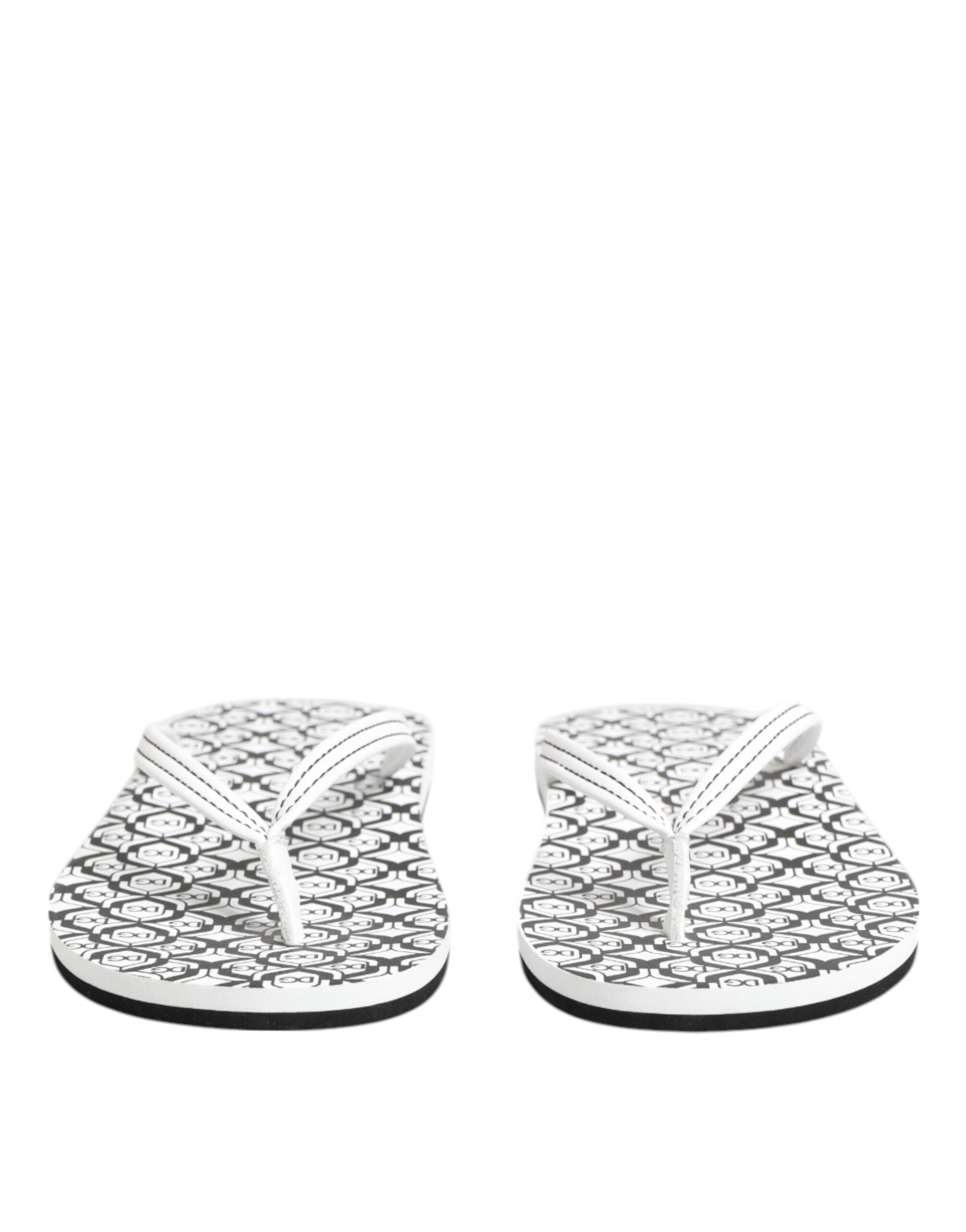 Dolce & Gabbana Schwarz Weiß Logo Beachwear Flats Slipper Schuhe