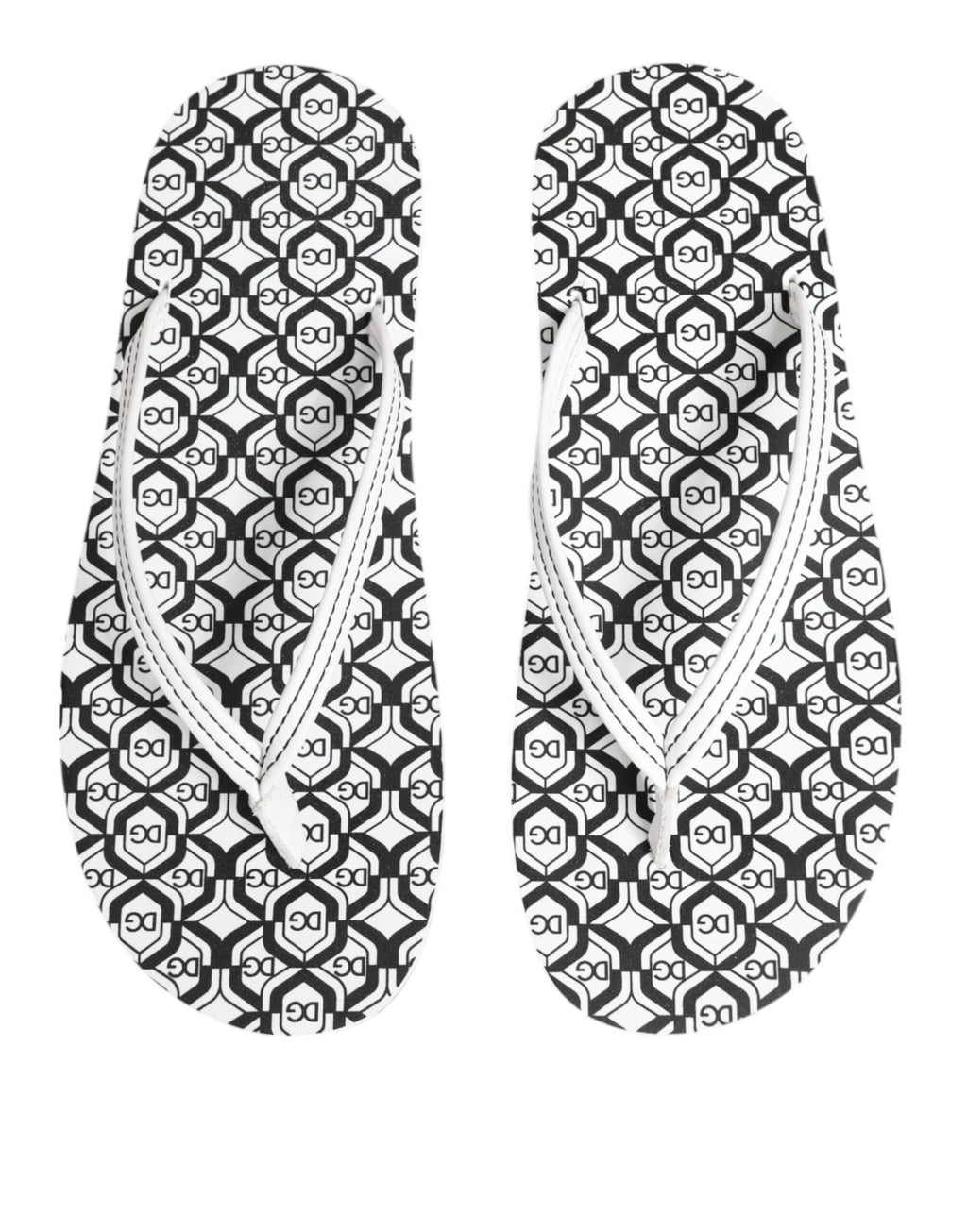Dolce & Gabbana Schwarz Weiß Logo Beachwear Flats Slipper Schuhe