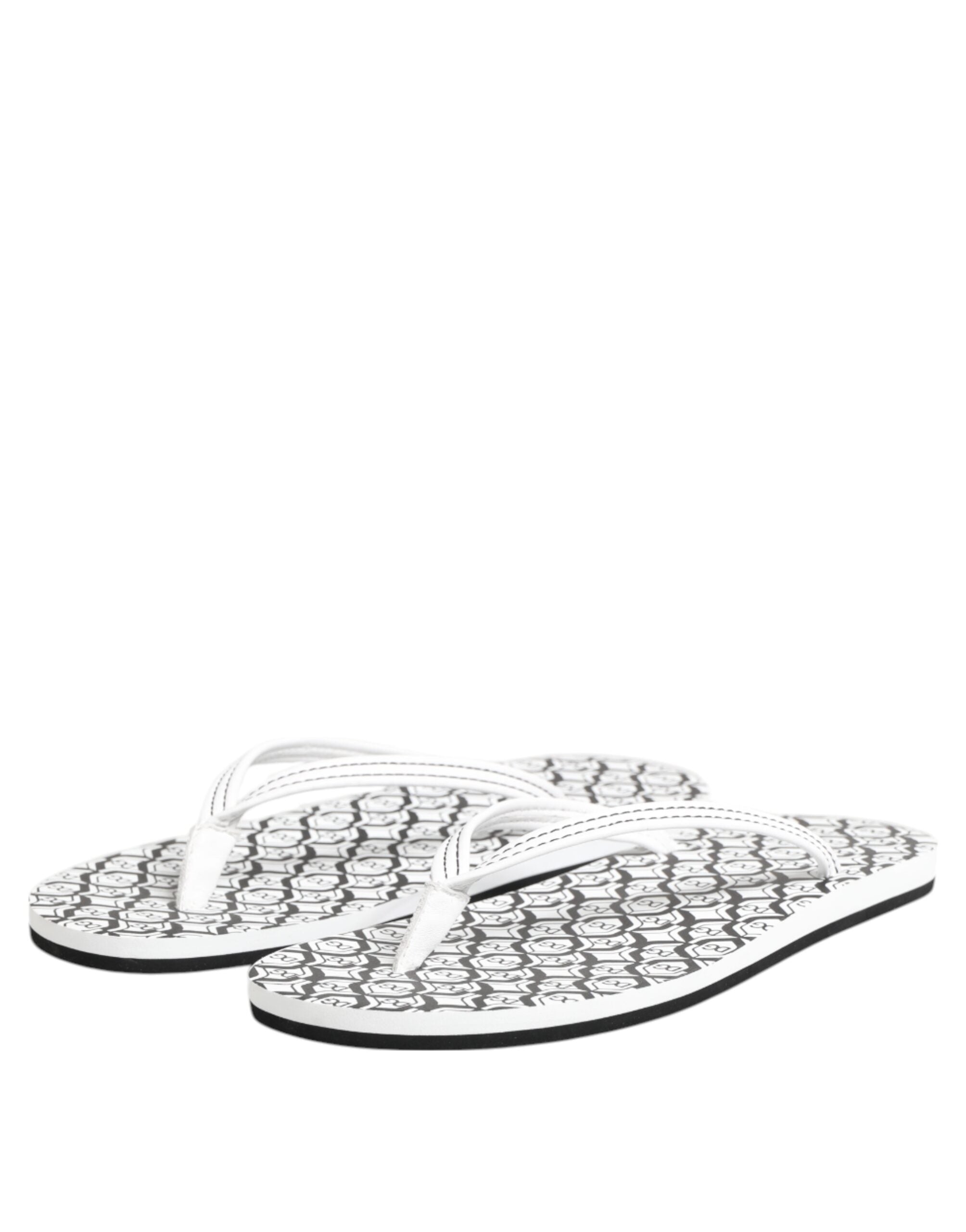 Dolce & Gabbana Schwarz Weiß Logo Beachwear Flats Slipper Schuhe