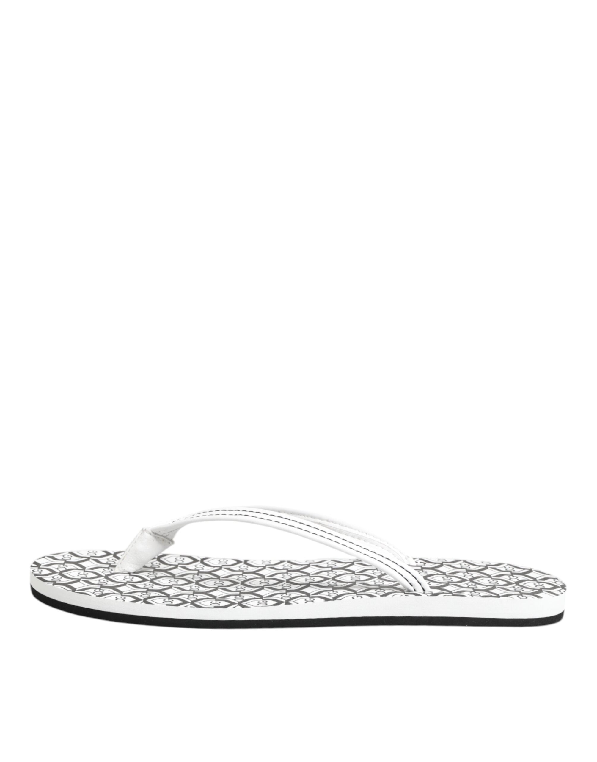 Dolce & Gabbana Schwarz Weiß Logo Beachwear Flats Slipper Schuhe