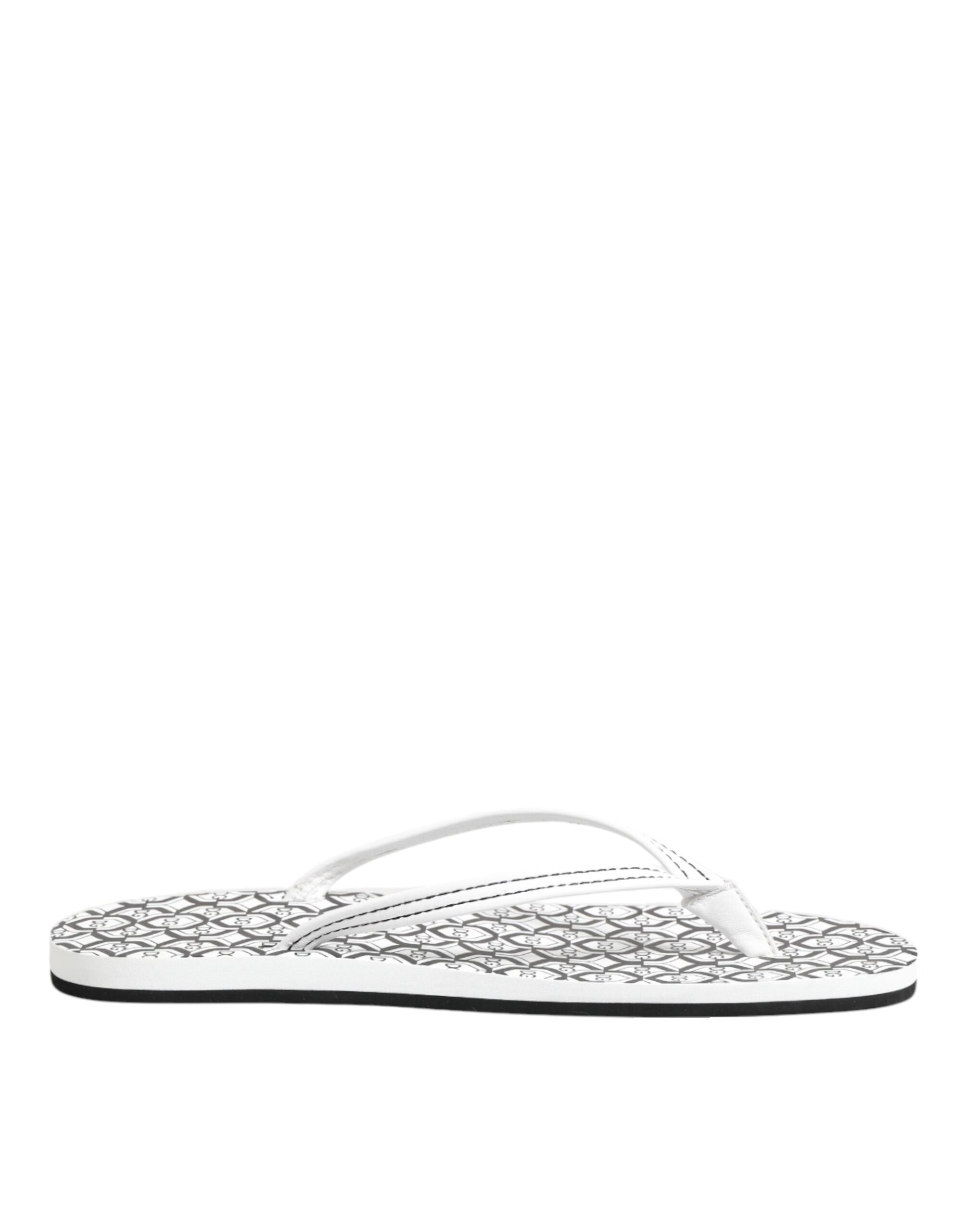Dolce & Gabbana Schwarz Weiß Logo Beachwear Flats Slipper Schuhe