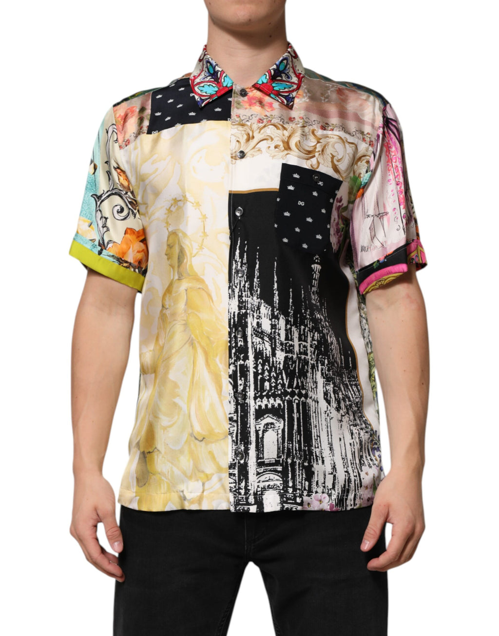 Dolce & Gabbana Multicolor bedrucktes Button Down Freizeithemd