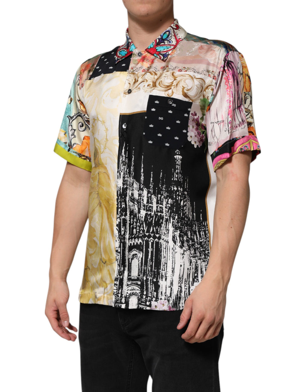 Dolce & Gabbana Multicolor bedrucktes Button Down Freizeithemd