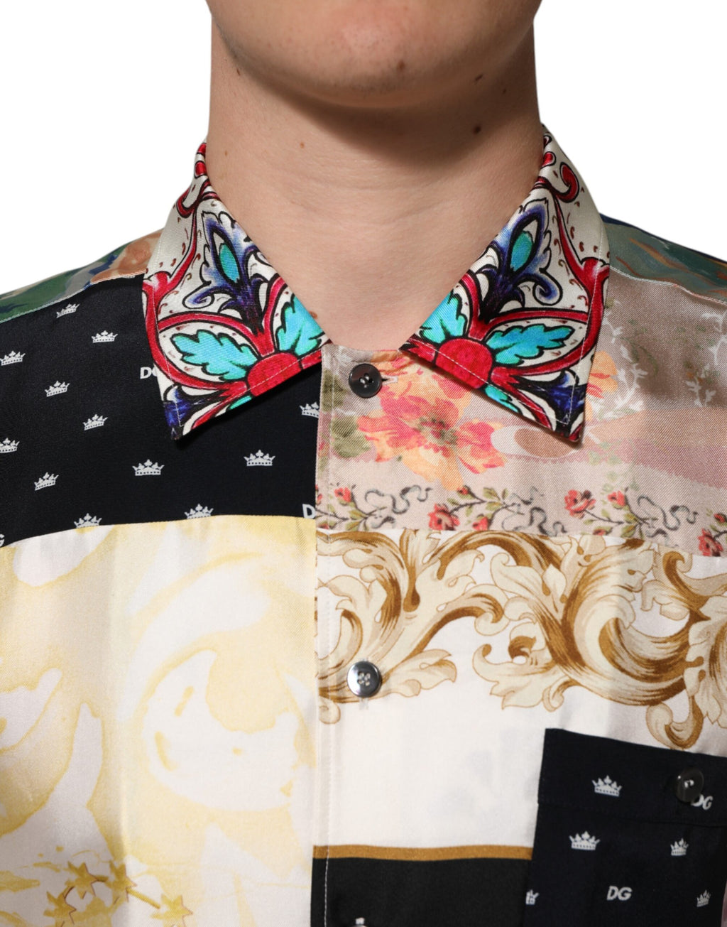 Dolce & Gabbana Multicolor bedrucktes Button Down Freizeithemd
