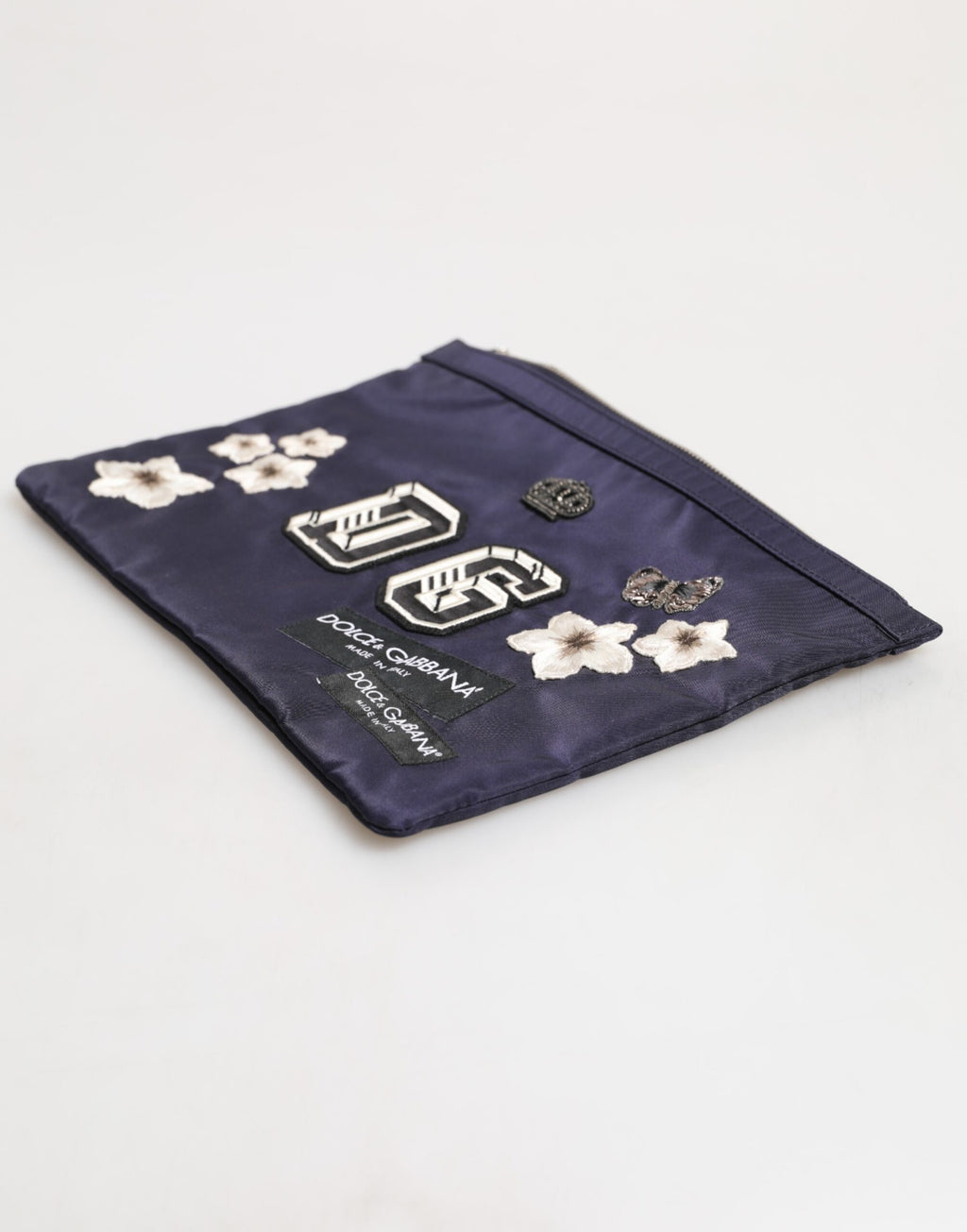Dolce & Gabbana Blaue DG Logo Patch verschönerte Tasche Clutch Men Borse Tasche
