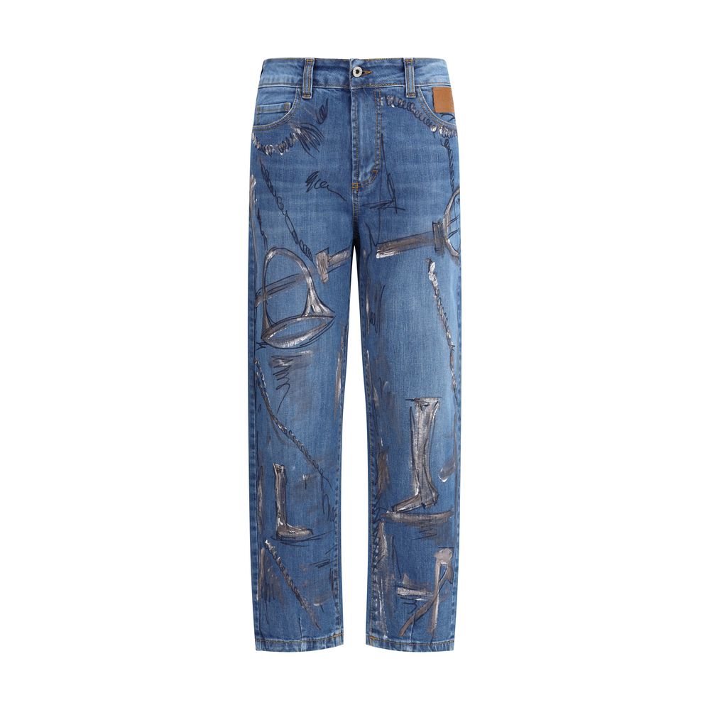 Ella Schmale Jeans aus blauem Baumwoll-Denim