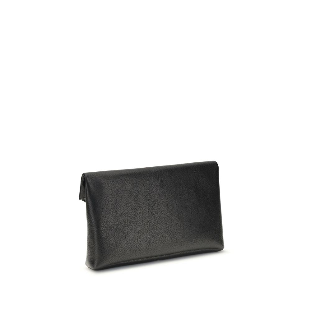 Saint Laurent Schwarze Clutch-Tasche aus Kalbsleder Bos Taurus