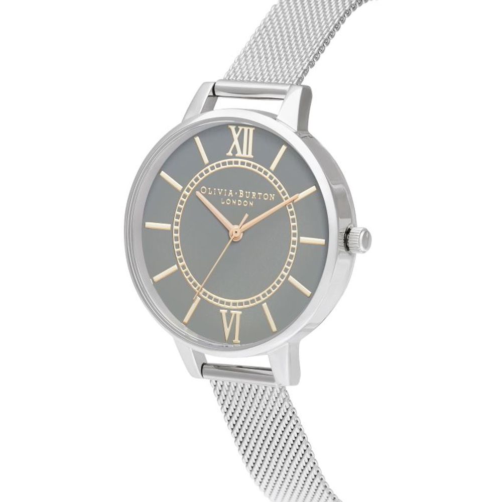 Olivia Burton Silberne Edelstahl-Dress-Uhr