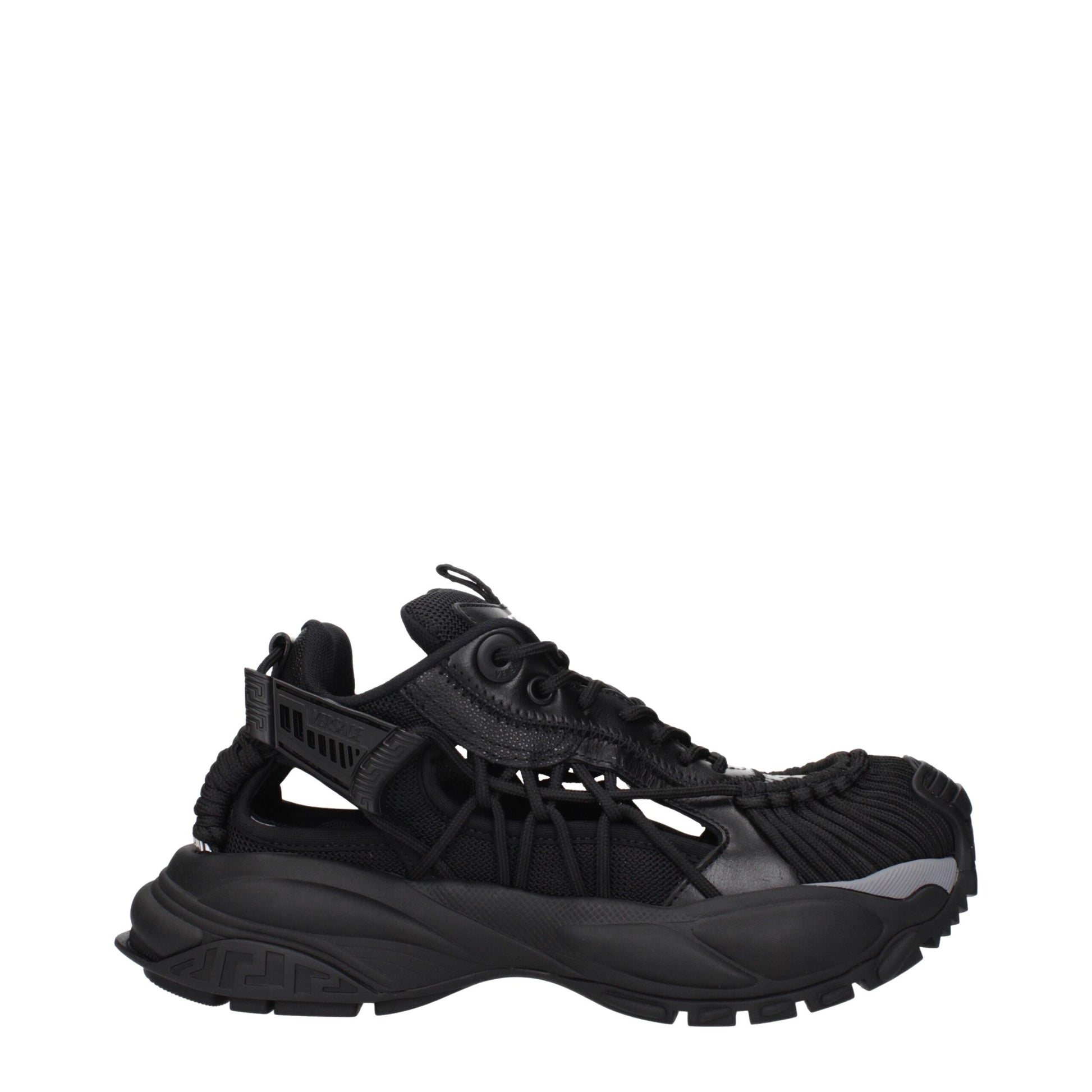 Versace Schwarzes Leder Sportliche Turnschuhe
