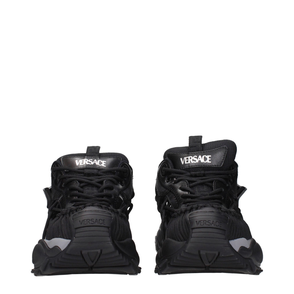 Versace Schwarzes Leder Sportliche Turnschuhe