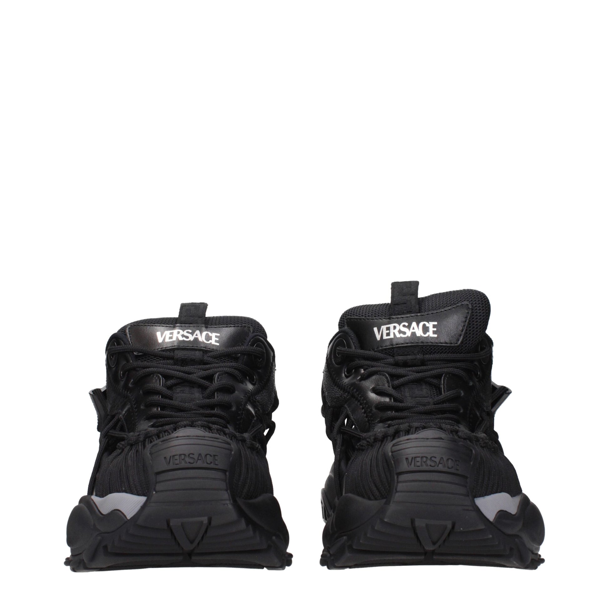 Versace Schwarzes Leder Sportliche Turnschuhe