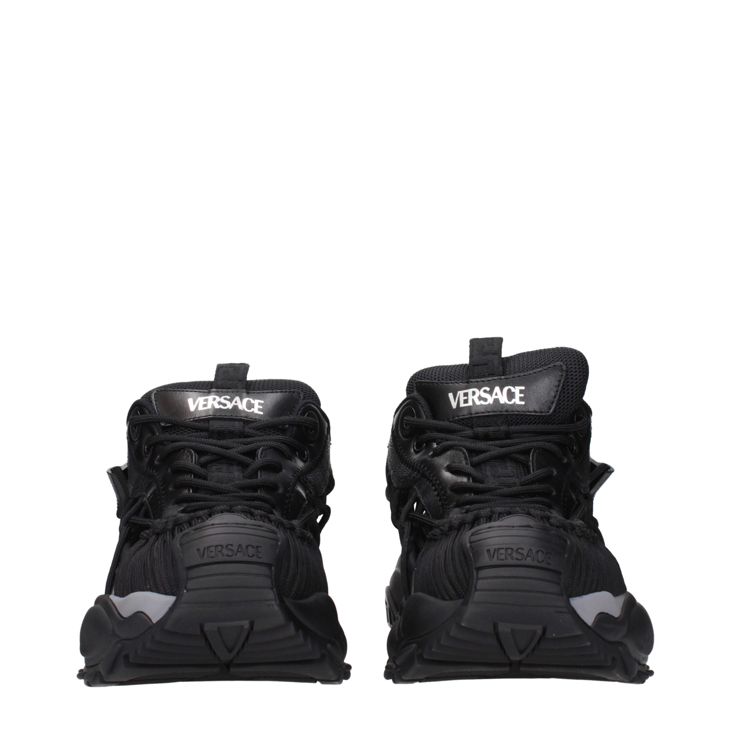 Versace Schwarzes Leder Sportliche Turnschuhe