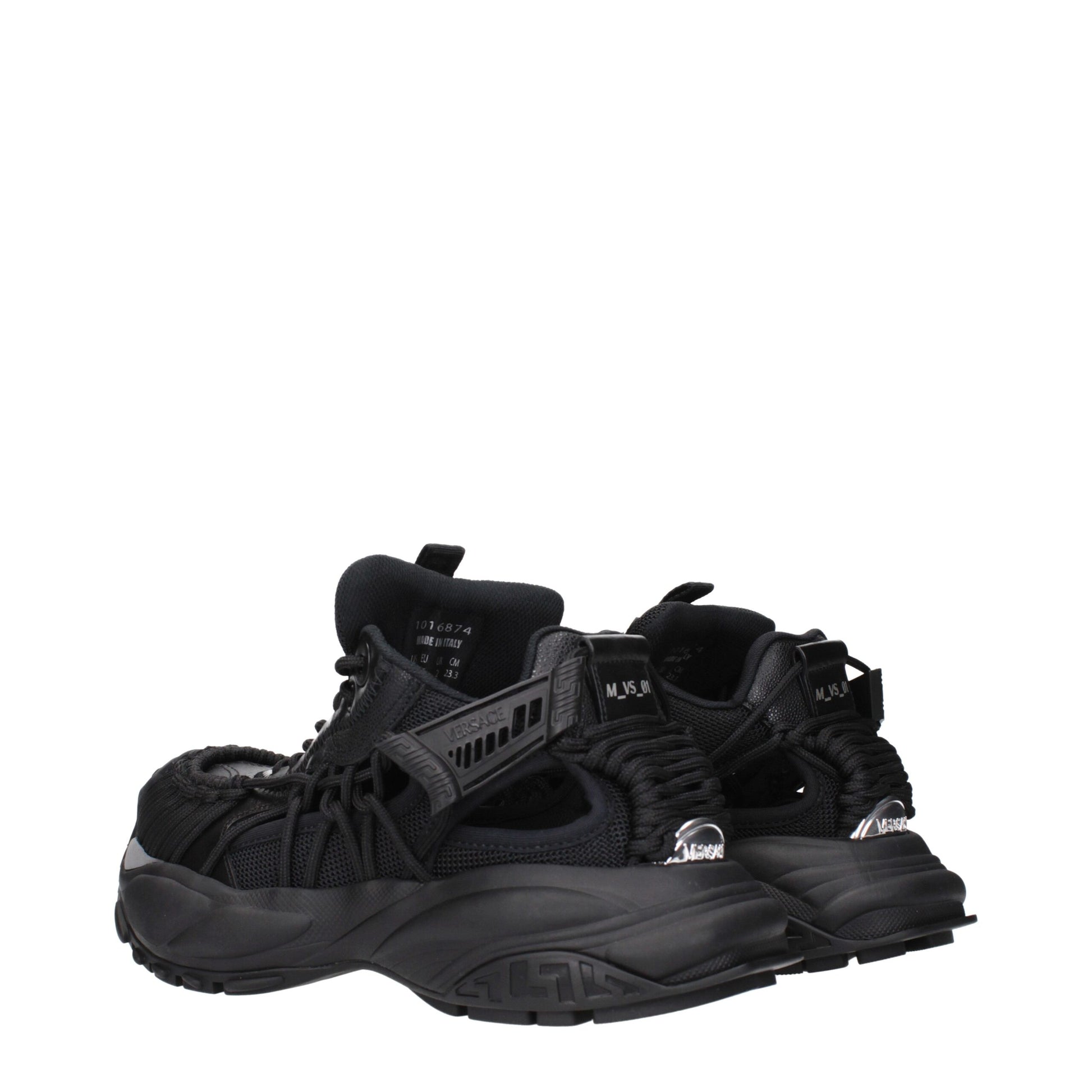 Versace Schwarzes Leder Sportliche Turnschuhe