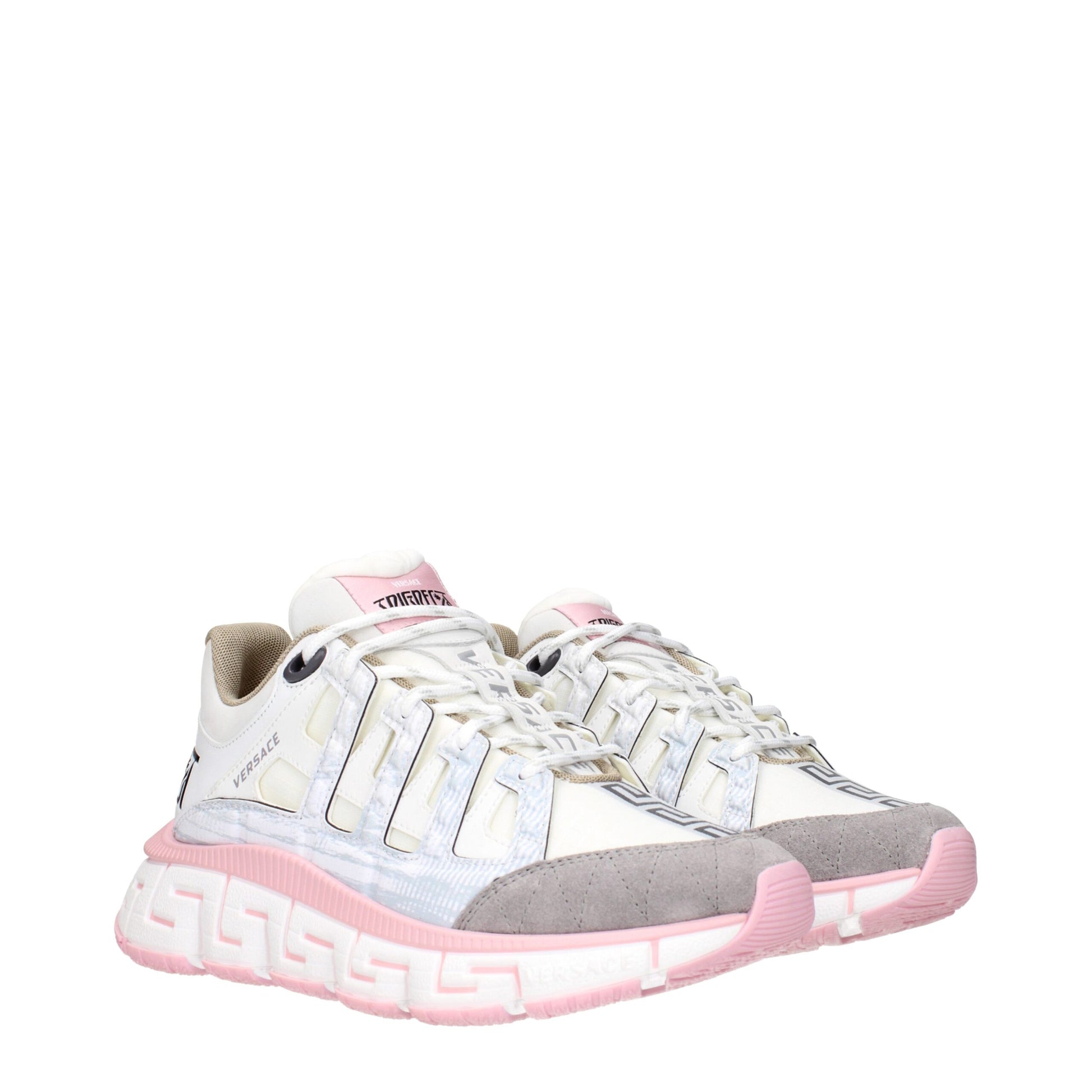 Versace Beige Stoff Sportliche Turnschuhe