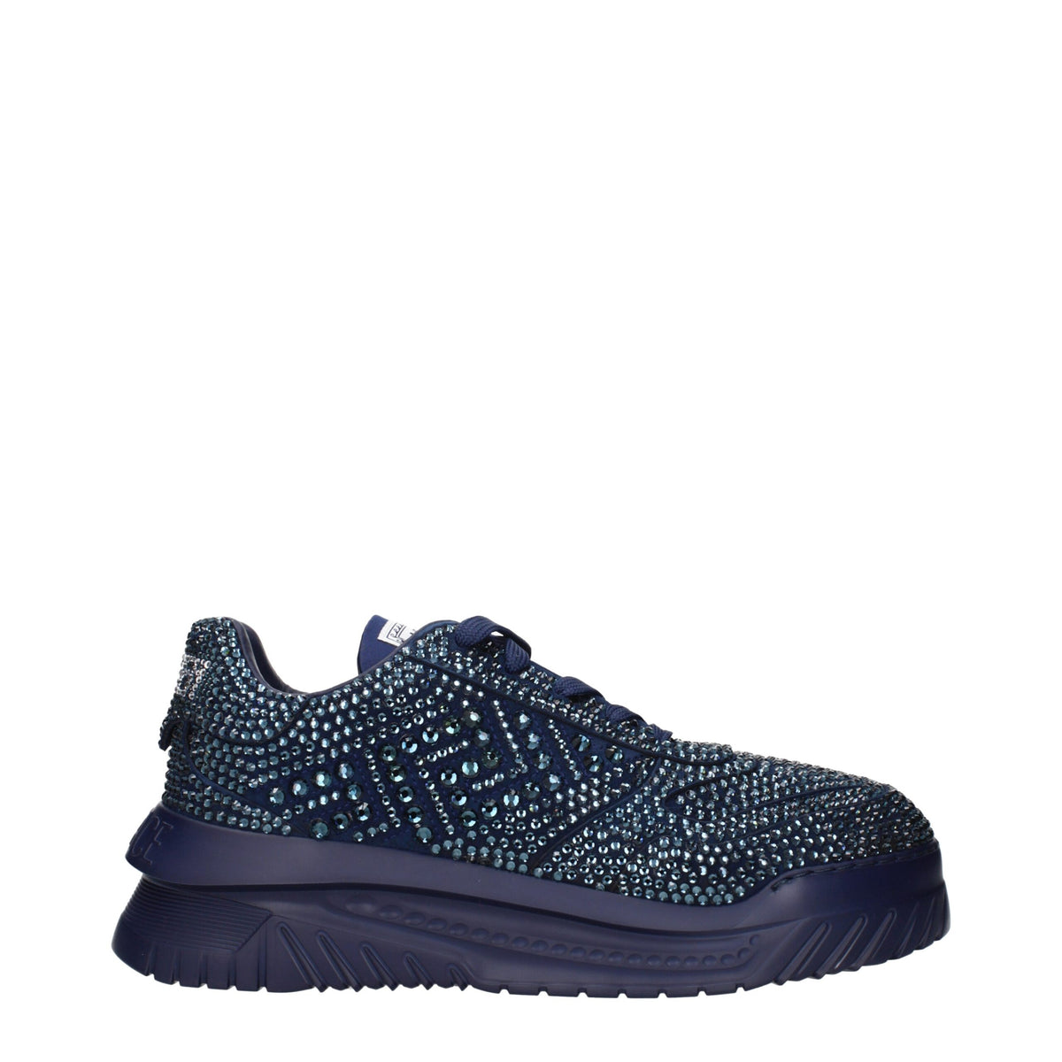 Versace Chunky Sneakers aus blauem Stoff