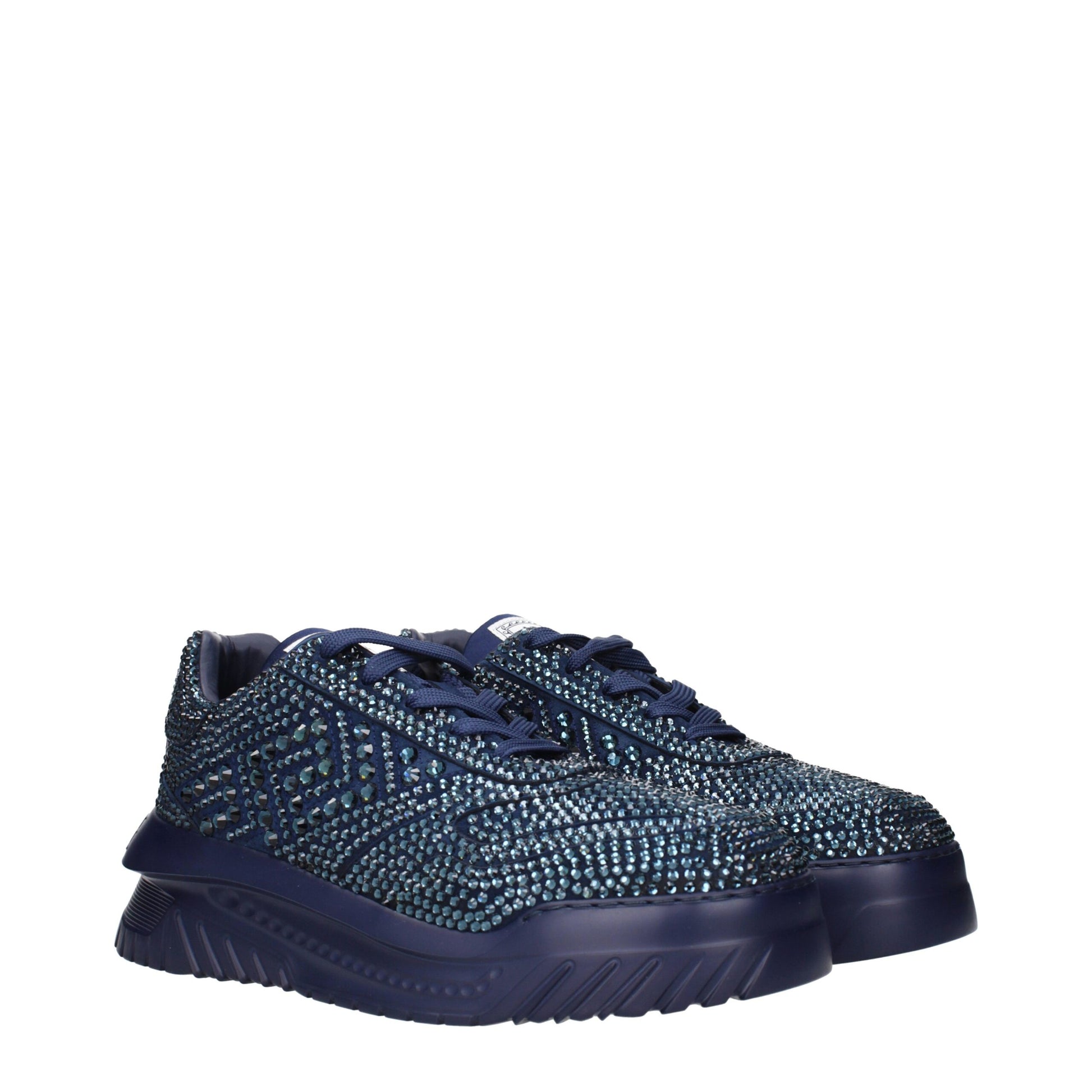 Versace Chunky Sneakers aus blauem Stoff