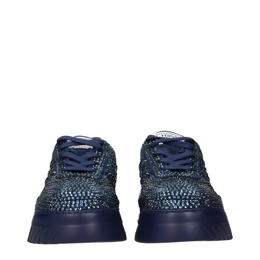 Versace Chunky Sneakers aus blauem Stoff