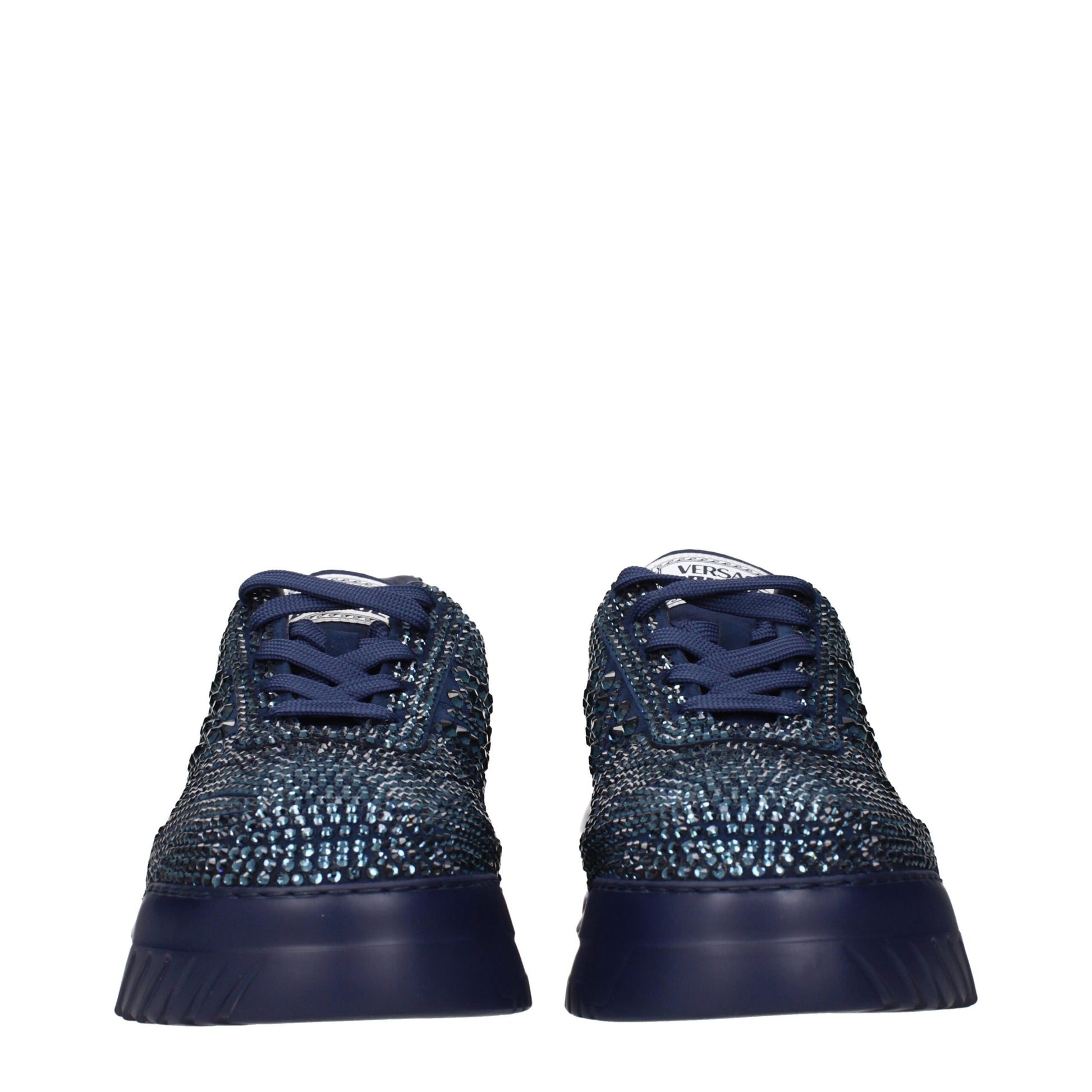 Versace Chunky Sneakers aus blauem Stoff
